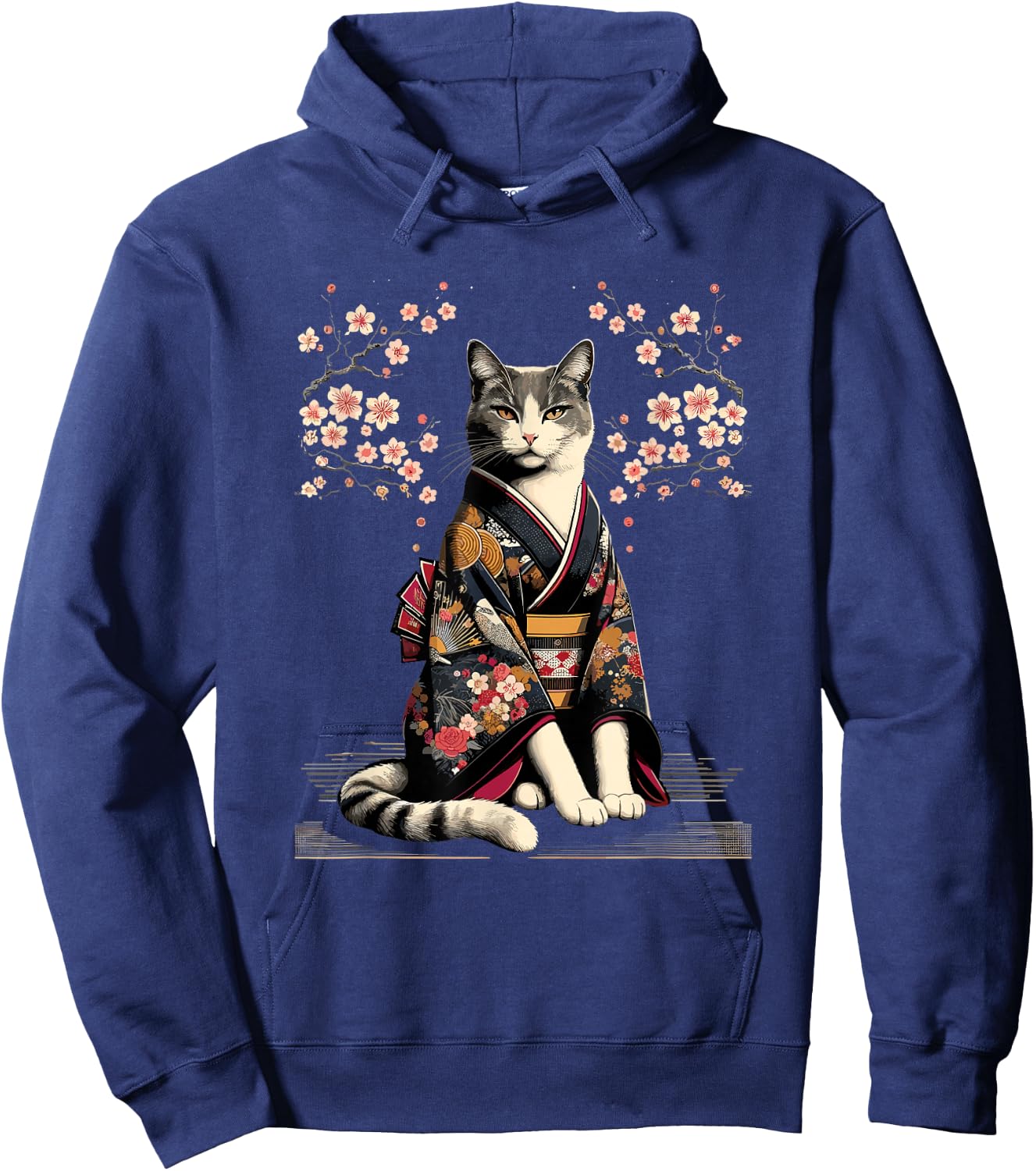 Kawaii Cat Anime Japanese Retro Men Women Kids Funny Cat Hoodie - Hoodie | Navy