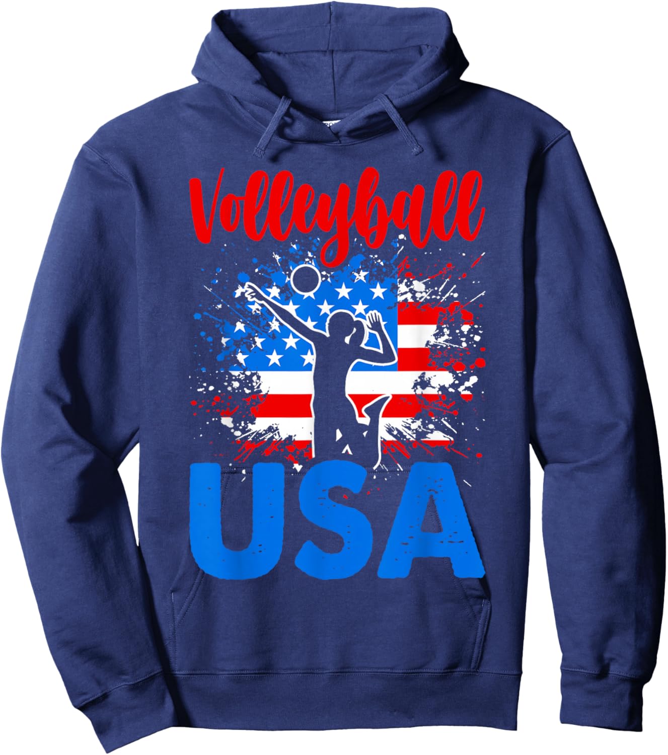 Volleyball USA Flag Support theTeam Flag Hoodie - Hoodie | Navy