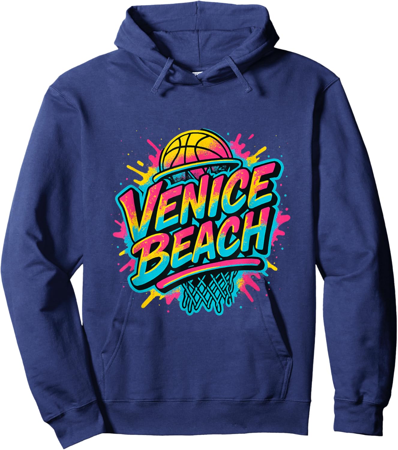 Venice Beach Streetball 90s Style Graffiti Basketball Graphi Hoodie - Hoodie | Navy