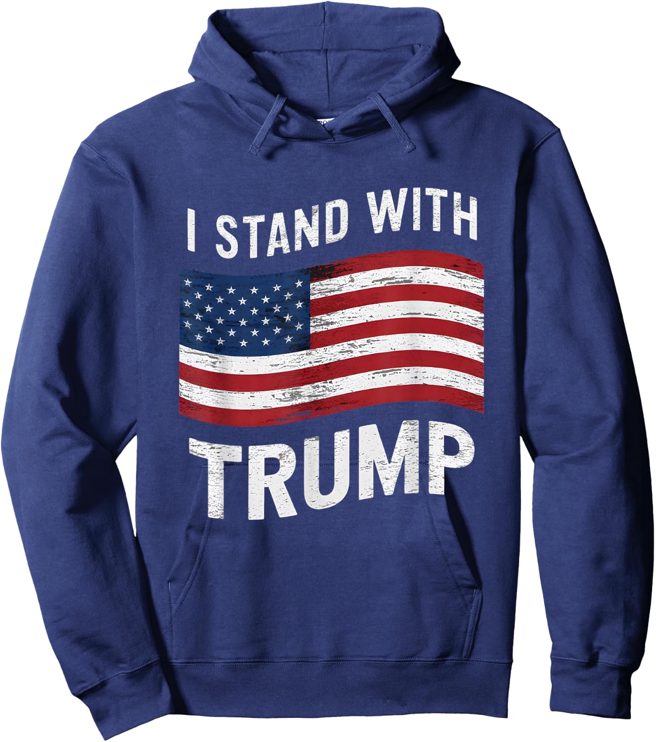 I Stand With Trump American Flag Men Woman USA Vintage Hoodie - Hoodie | Navy