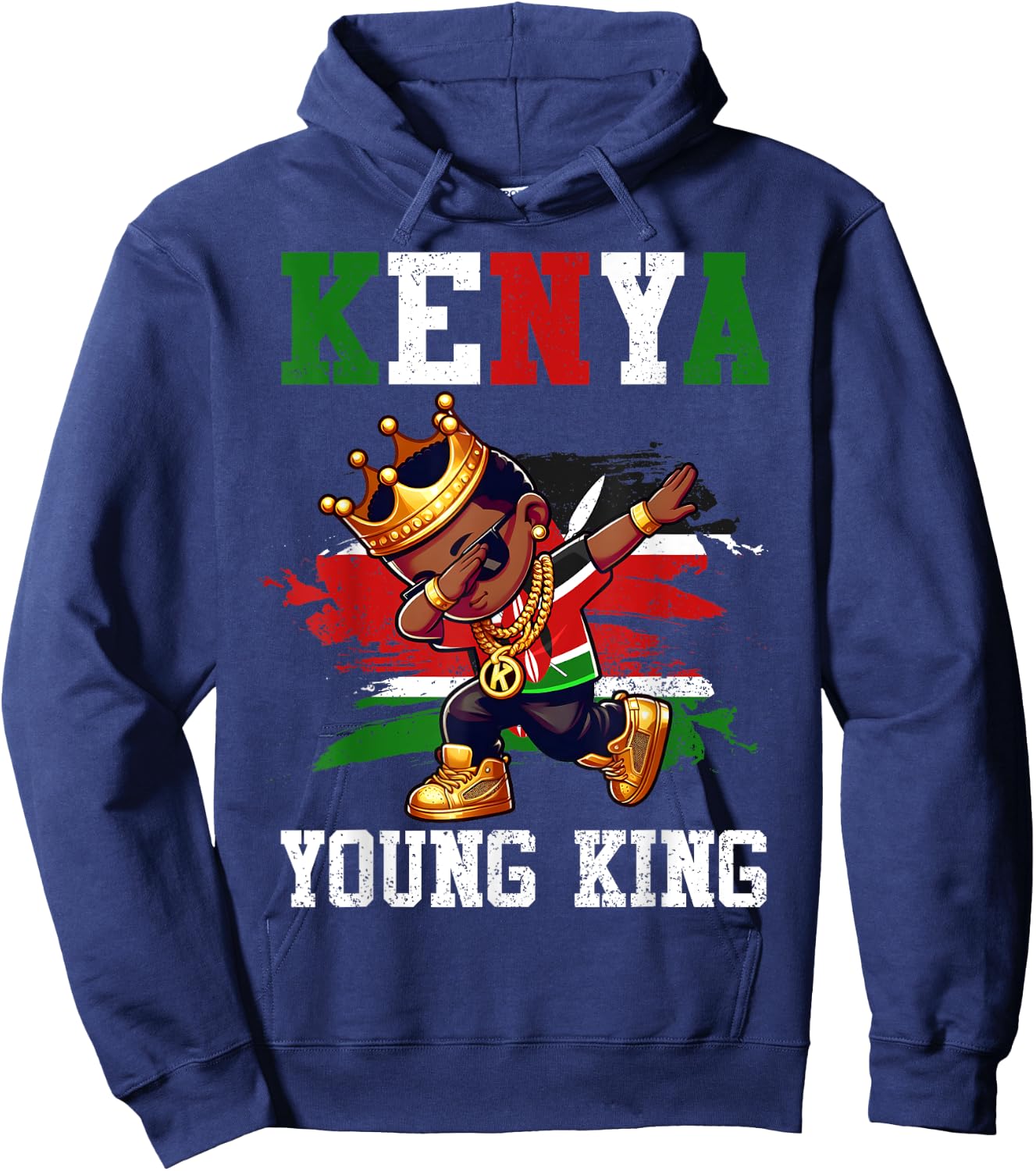 Kenya Young King Kenyan Boy African Proud Kenyan Flag Hoodie - Hoodie | Navy