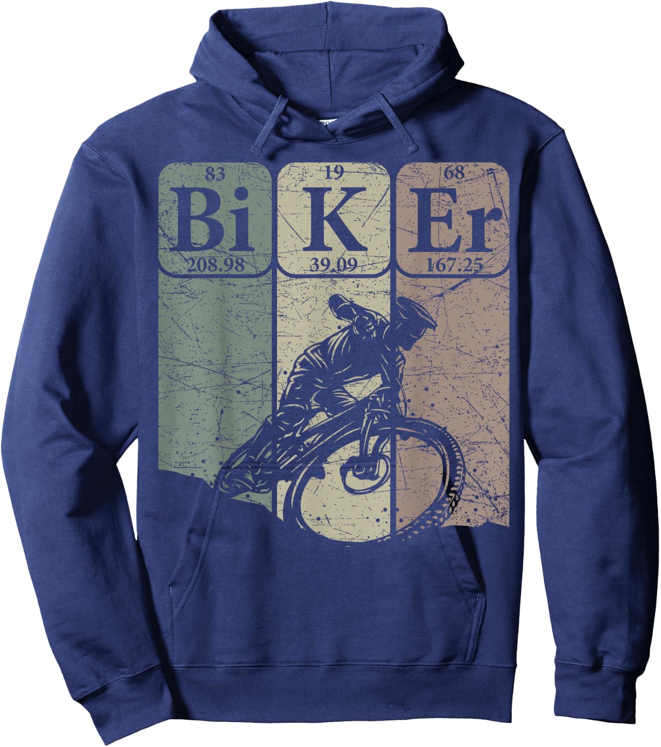 Mountain Biker Periodic Table Elements MTB Bike Nerd Vintage Hoodie - Hoodie | Navy