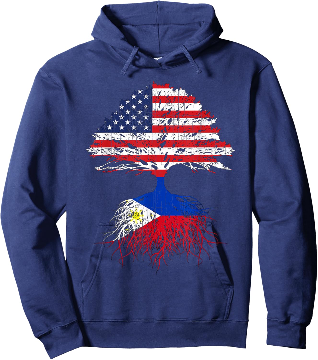 Filipino Roots American Grown Philippines Flag Shirt Gift Hoodie - Hoodie | Navy