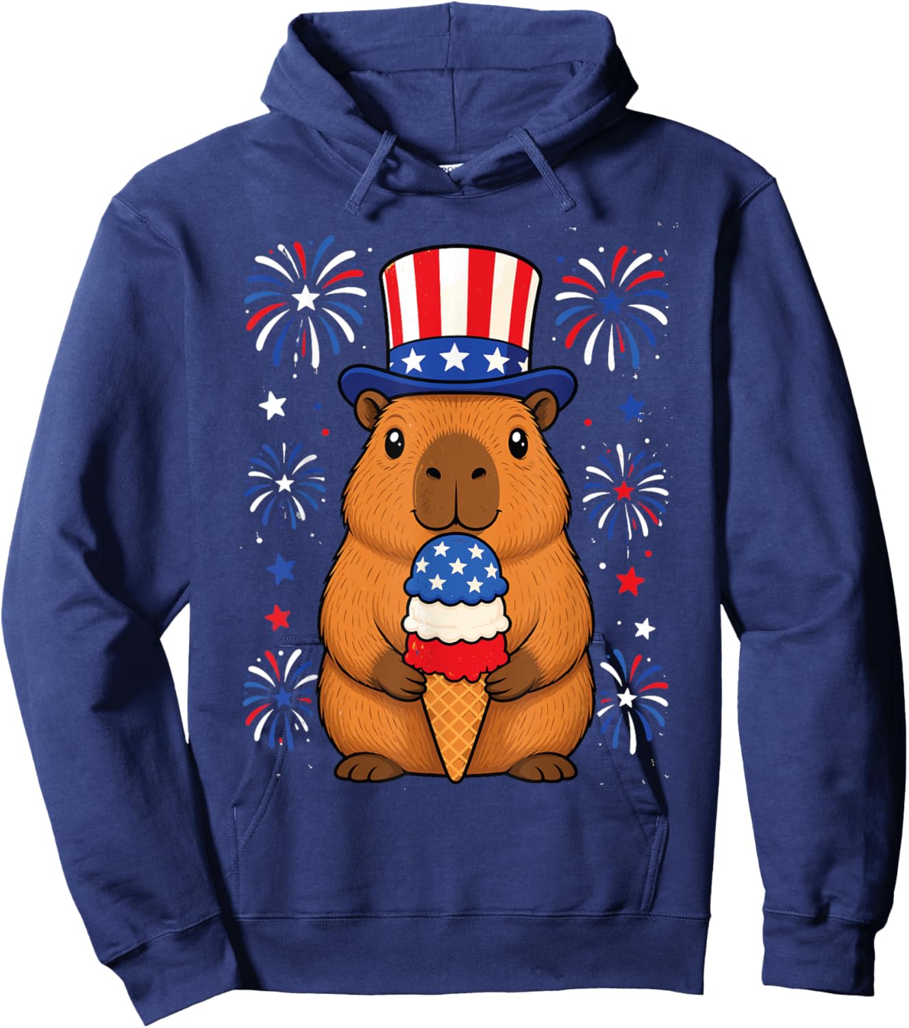 4th of July USA Capybara Independence Day Funny Patriotic Hoodie - Hoodie | Navy