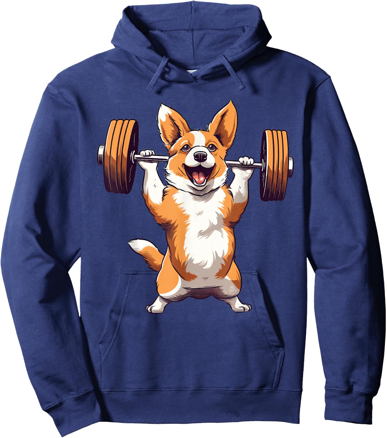 Corgi Dog Powerlifting Weightlifting Gym Workout Hoodie - Hoodie | Navy