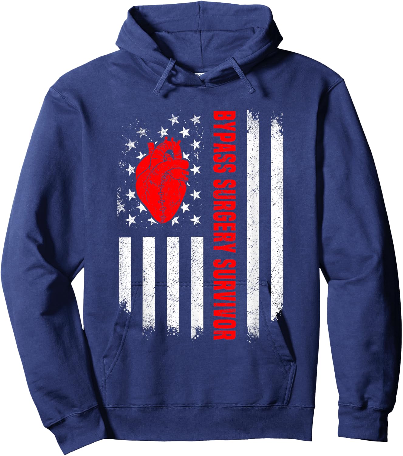 American Flag Bypass Surgery Survivor CABG Recovery USA Women Men Hoodie - Hoodie | Navy
