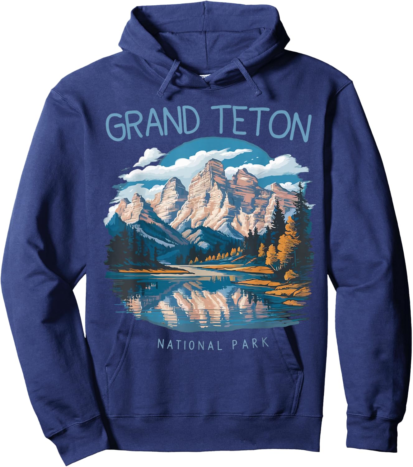 Retro Grand Teton Jenny Lake National Park Vintage Men Women Hoodie - Hoodie | Navy