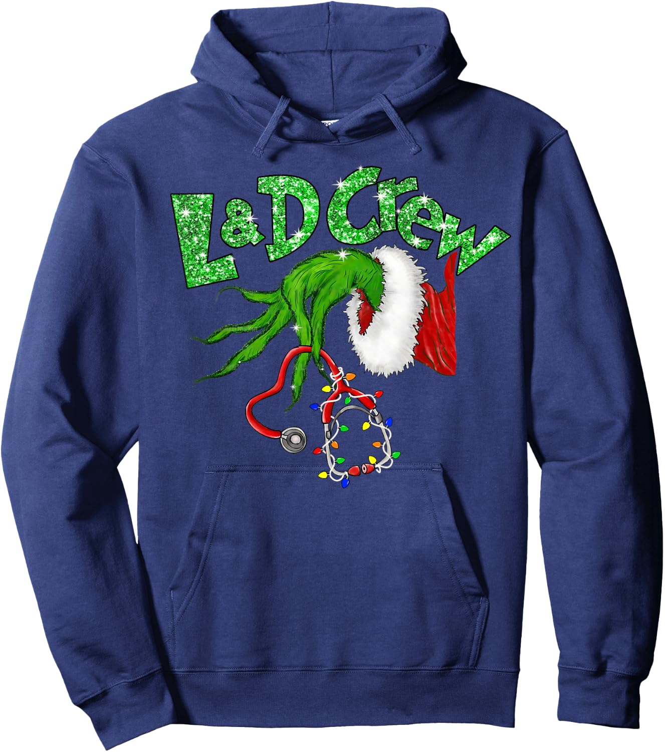 L & D Crew Nurse Merry Christmas Stethoscope Xmas Pajamas Hoodie - Hoodie | Navy