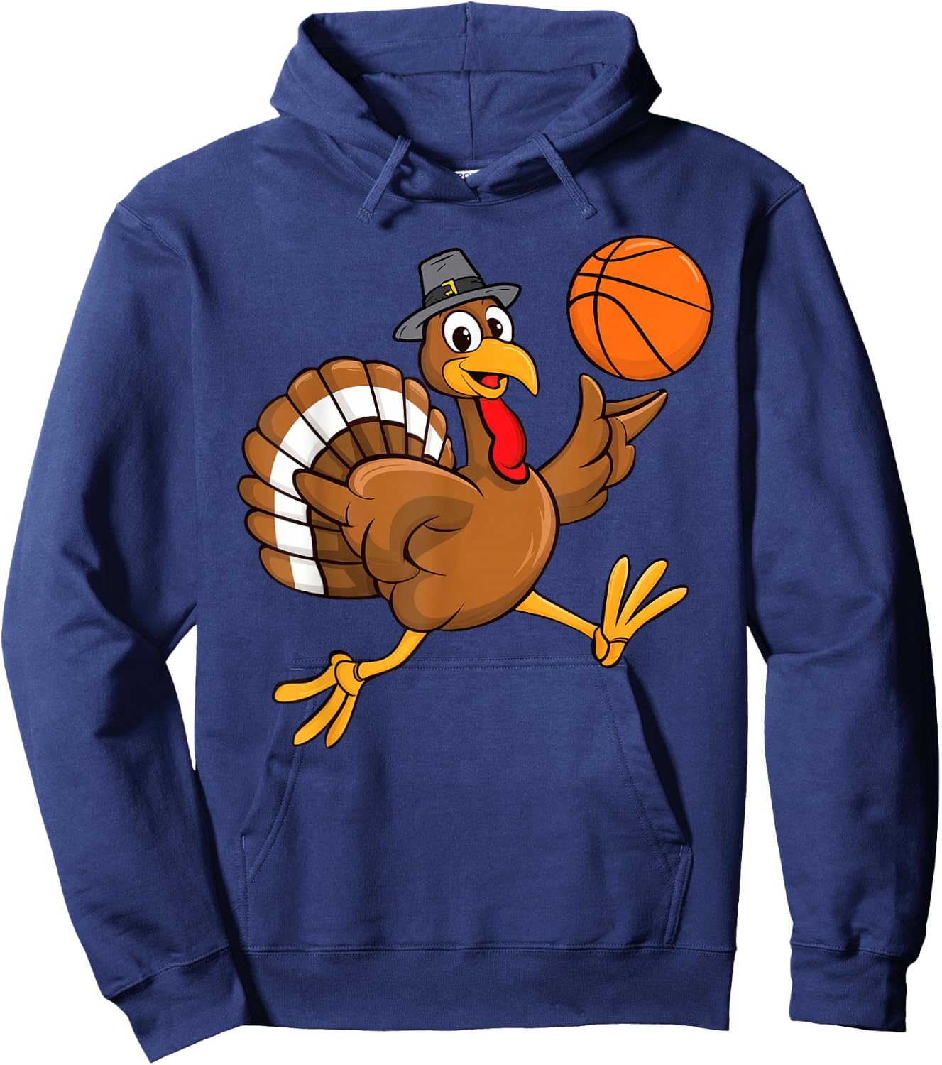 Turkey With Basketball Thankful Thanksgiving Basketball Hoodie - Hoodie | Navy