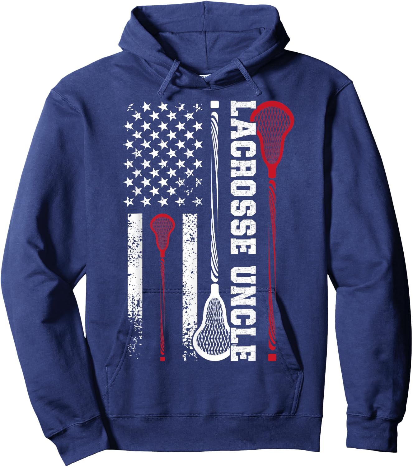 Lacrosse Uncle US Flag Uncle Of A Lacrosse Player Uncle Hoodie - Hoodie | Navy