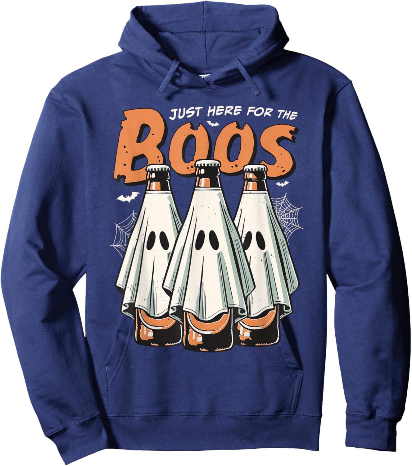 Here for the Boos Halloween Booze Ghost Beer Bottles Hoodie - Hoodie | Navy