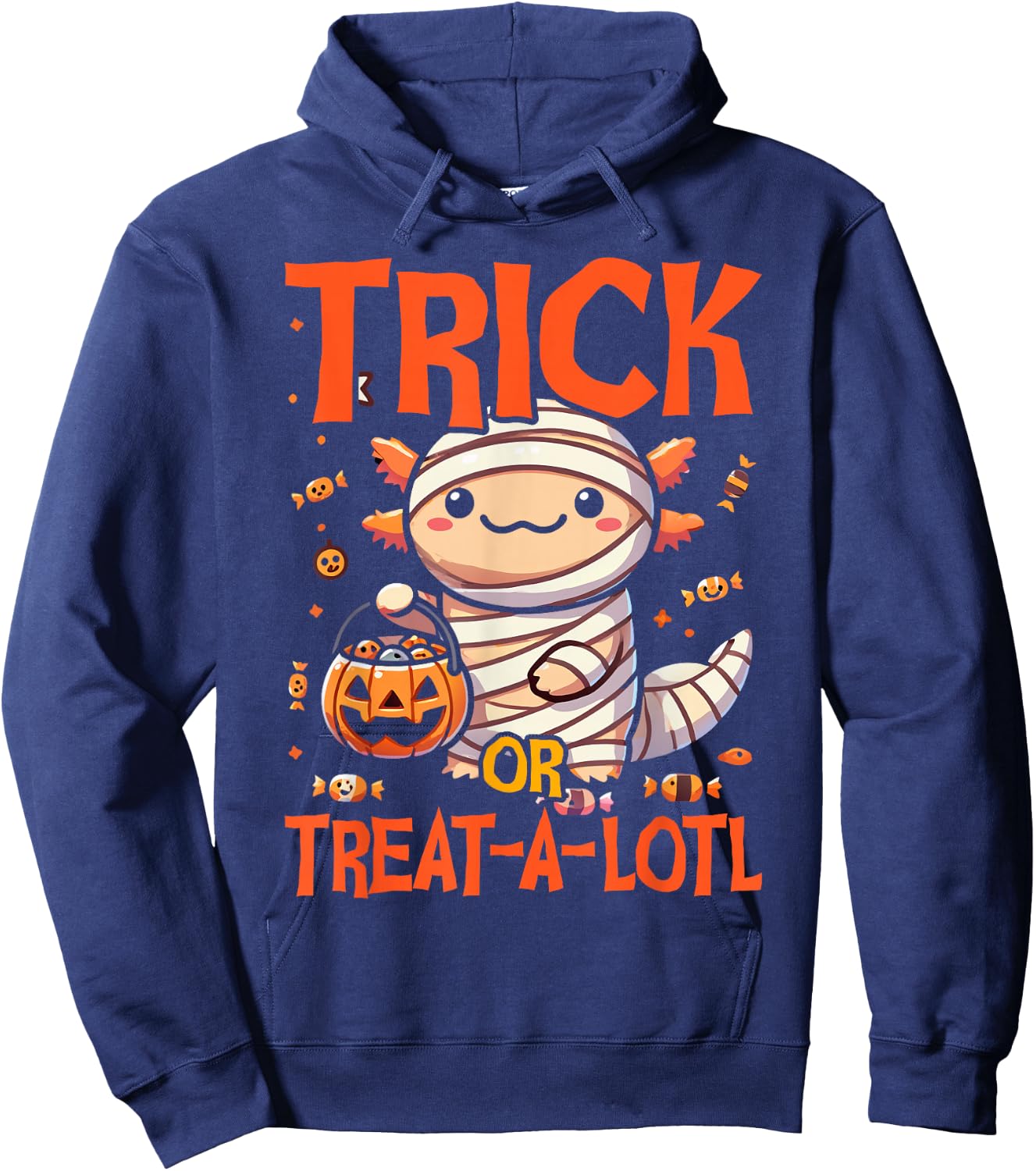 Trick or Treat A Lotl Axolotl Halloween Costume Toddler Kids Hoodie - Hoodie | Navy