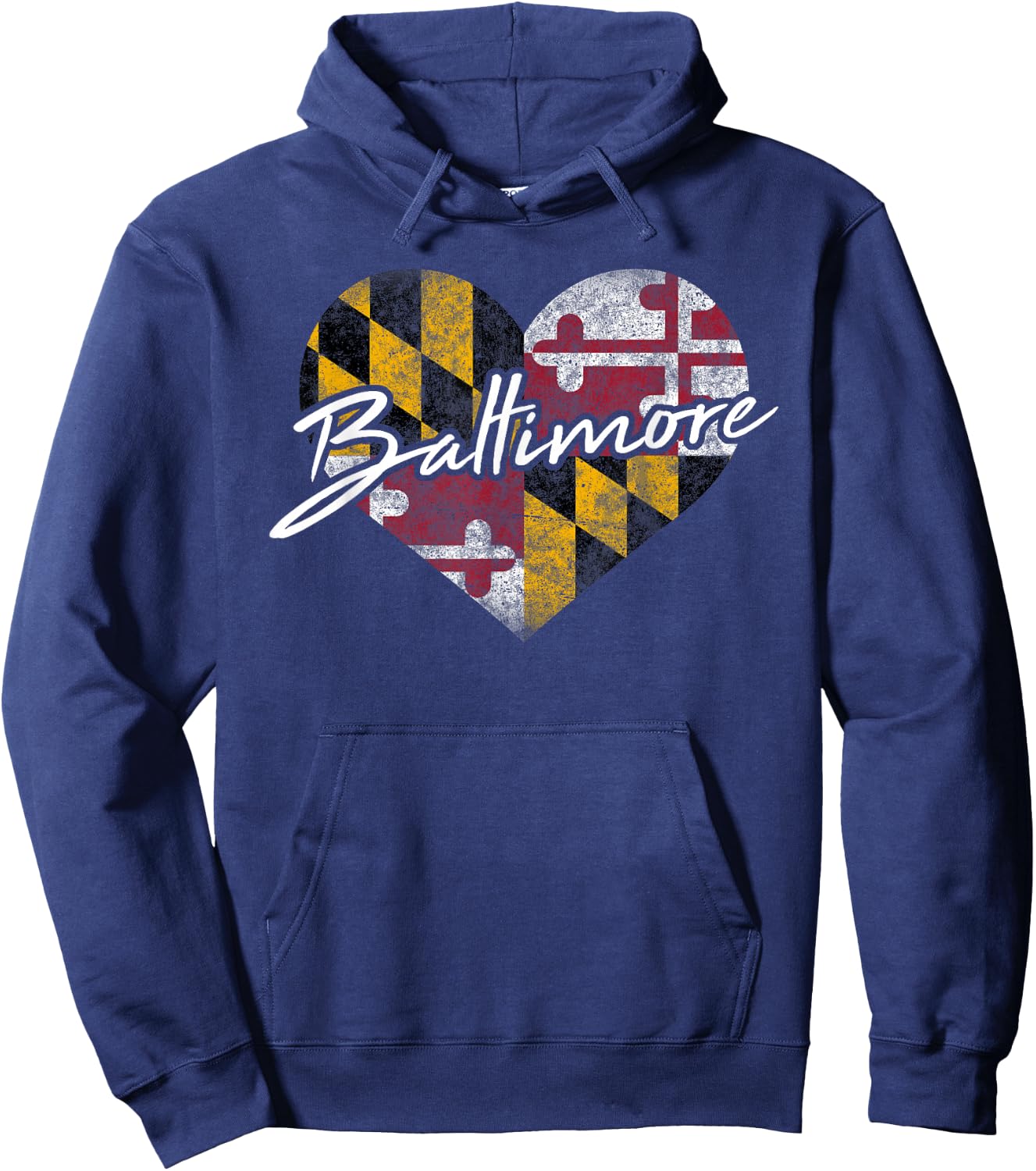 I Love Baltimore State of Maryland Flag Heart Gift Hoodie - Hoodie | Navy