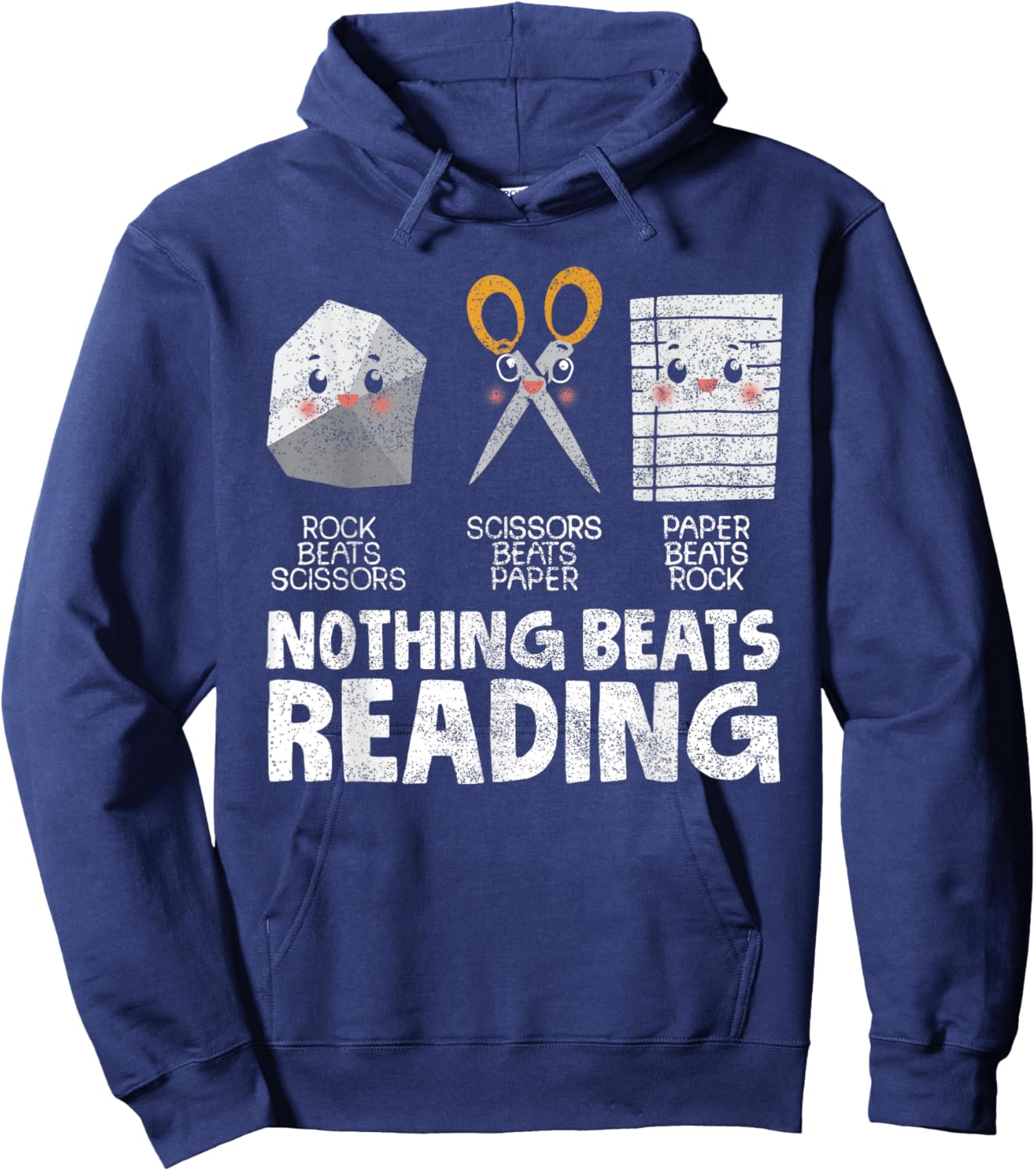 Rock Paper Scissor Reading Book Reading Teacher Bookworm Te Hoodie - Hoodie | Navy