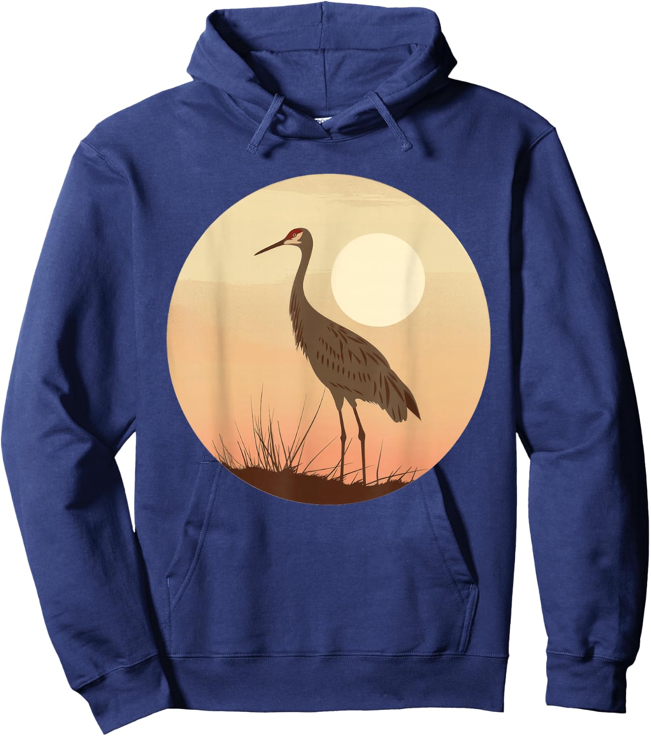 Sandhill Crane Vintage Sunset Hoodie - Hoodie | Navy