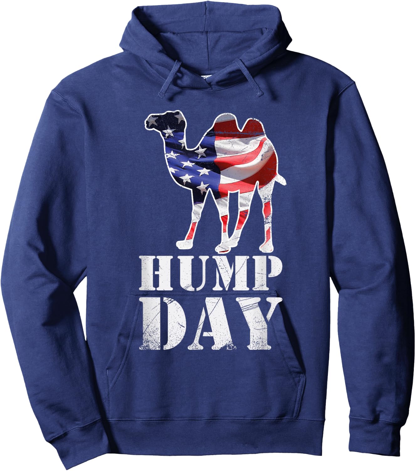 Hump Day American Flag Camel Themed Illustration Art Designe Kids Men Hoodie - Hoodie | Navy