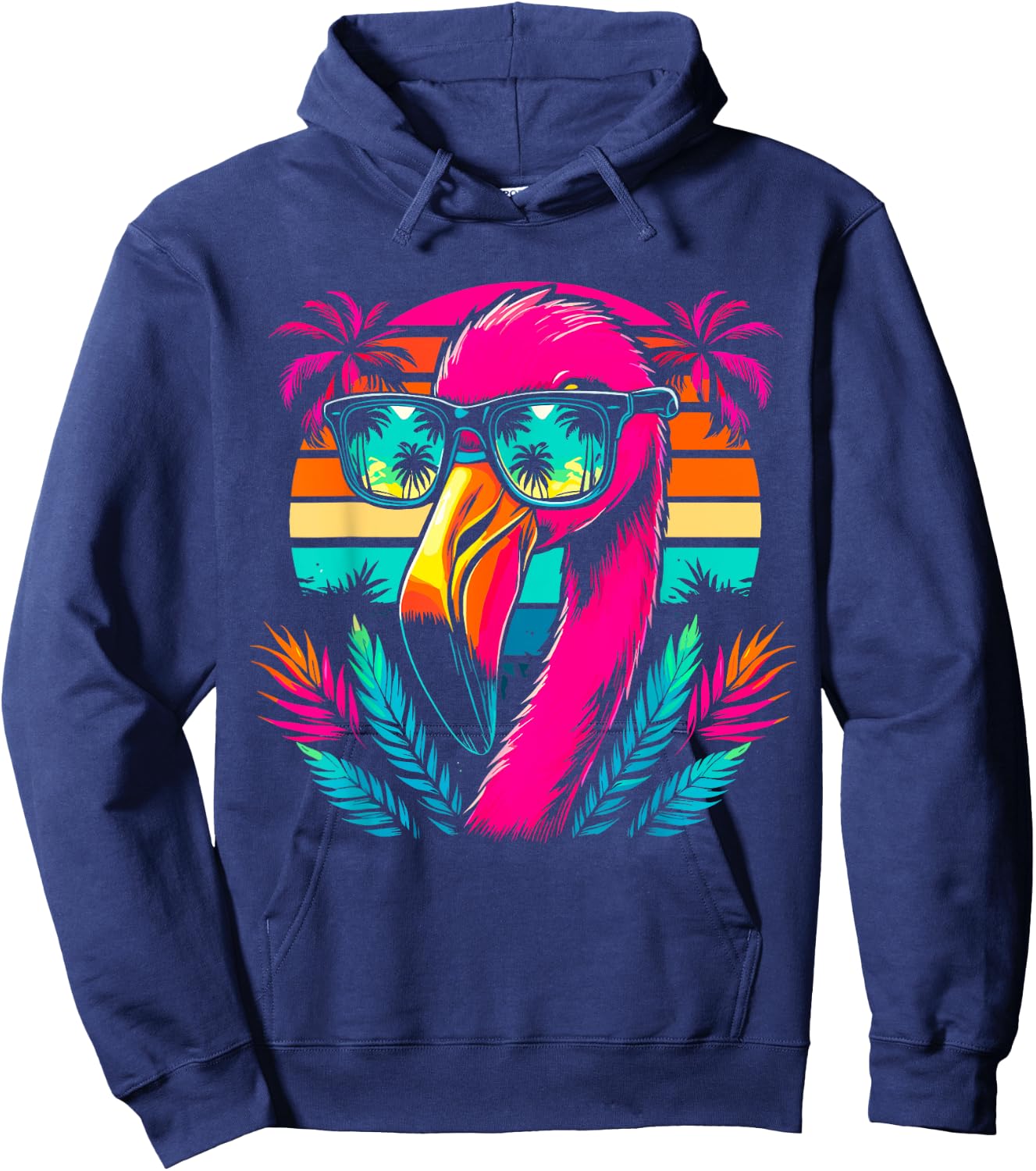 Cool Flamingo with Sunglasses Hoodie - Hoodie | Navy