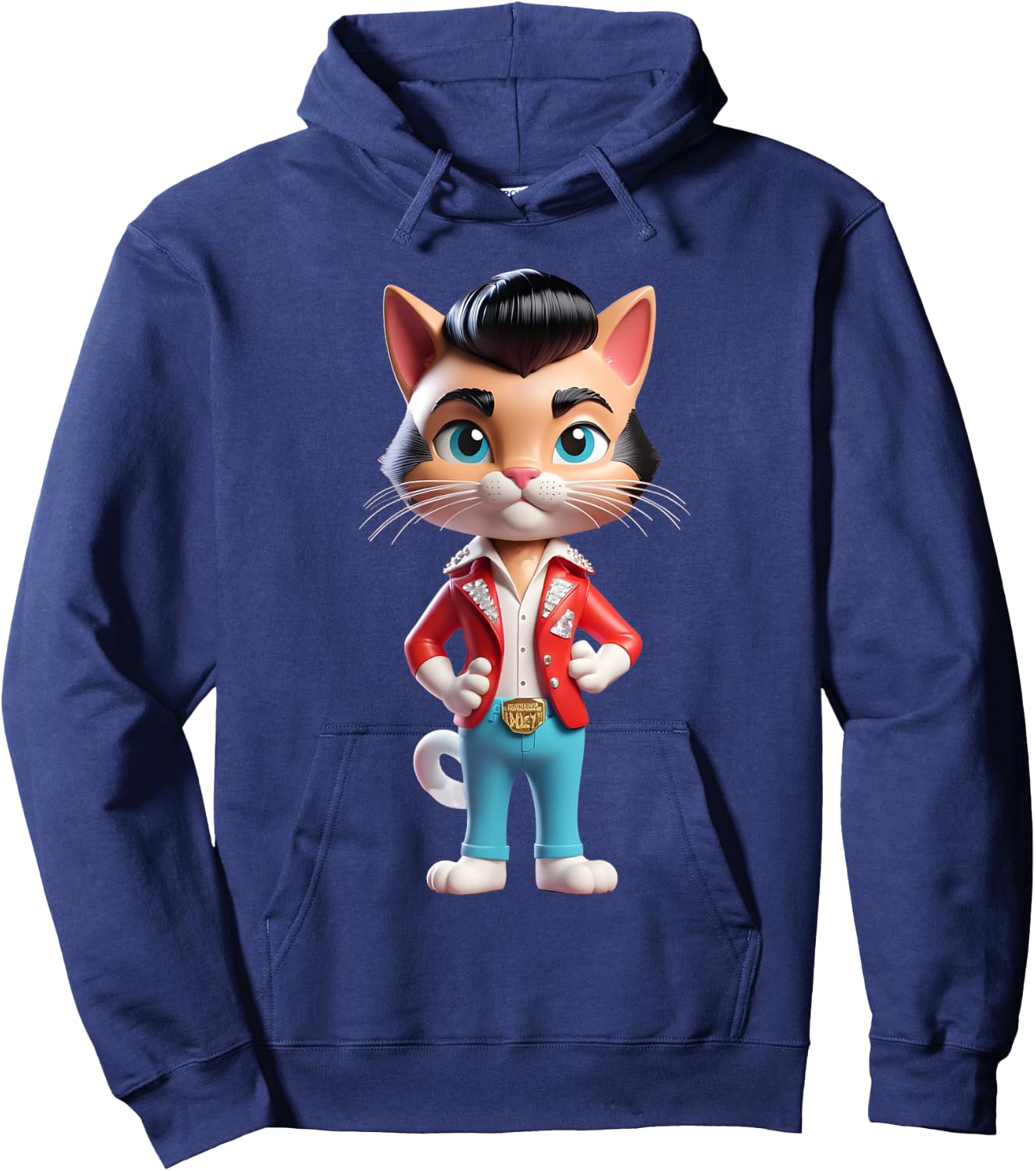 Funny Rockabilly Cat Rock n Roll Music Retro Vintage 50s 60s Women Kids Hoodie - Hoodie | Navy