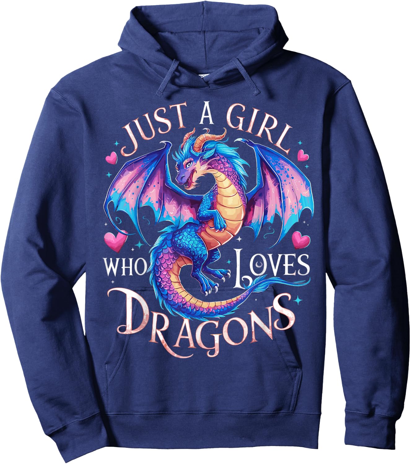 Just A Girl Who Loves Dragons Women's Girls Cute Dragon Hoodie - Hoodie | Navy