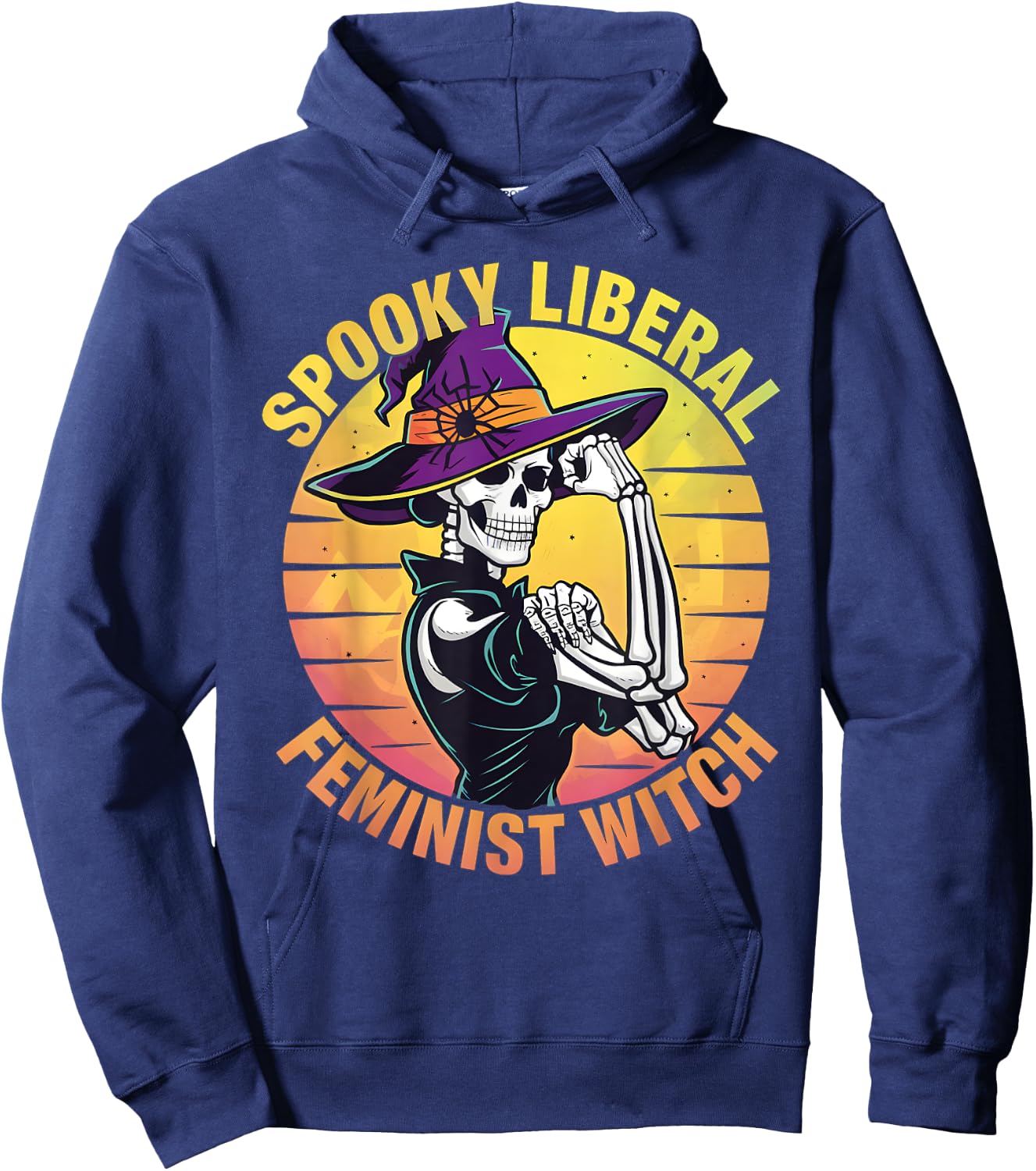 Halloween Skeleton Spooky Liberal Feminist Witch Hoodie - Hoodie | Navy