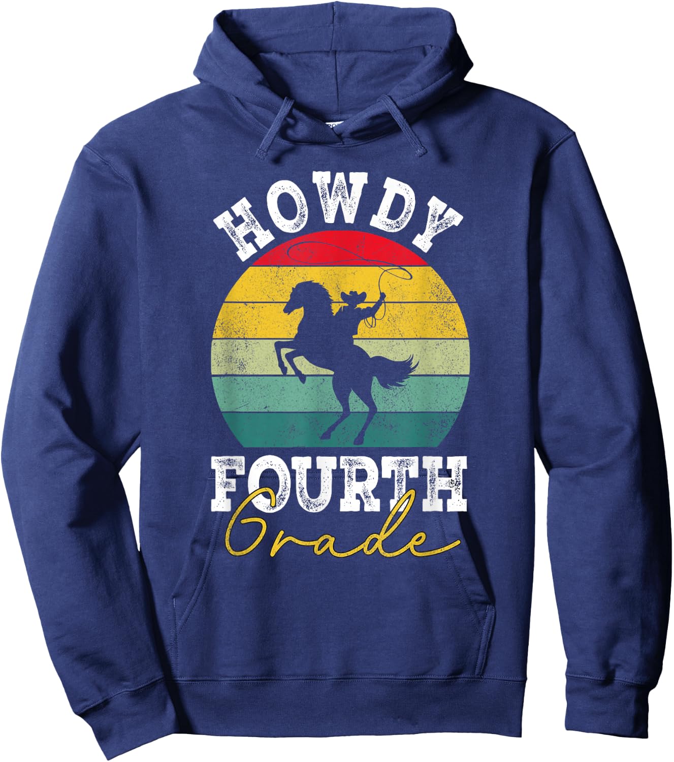 Howdy 4th Grade Cowboy Western Back To School Fourth Grade Hoodie - Hoodie | Navy