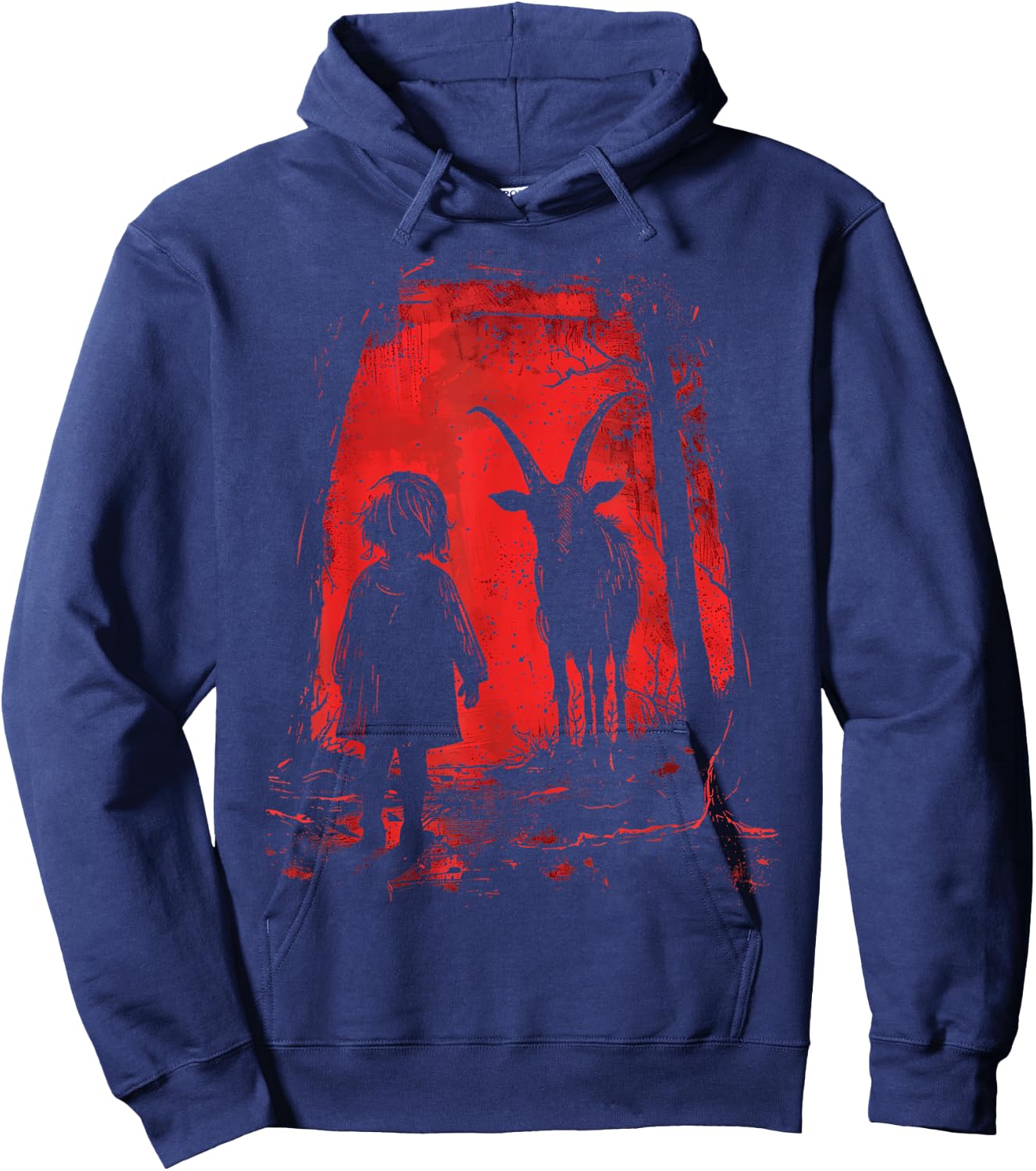 Black Demonic Goat Woods Forest Goth Alternative Alt Hoodie - Hoodie | Navy