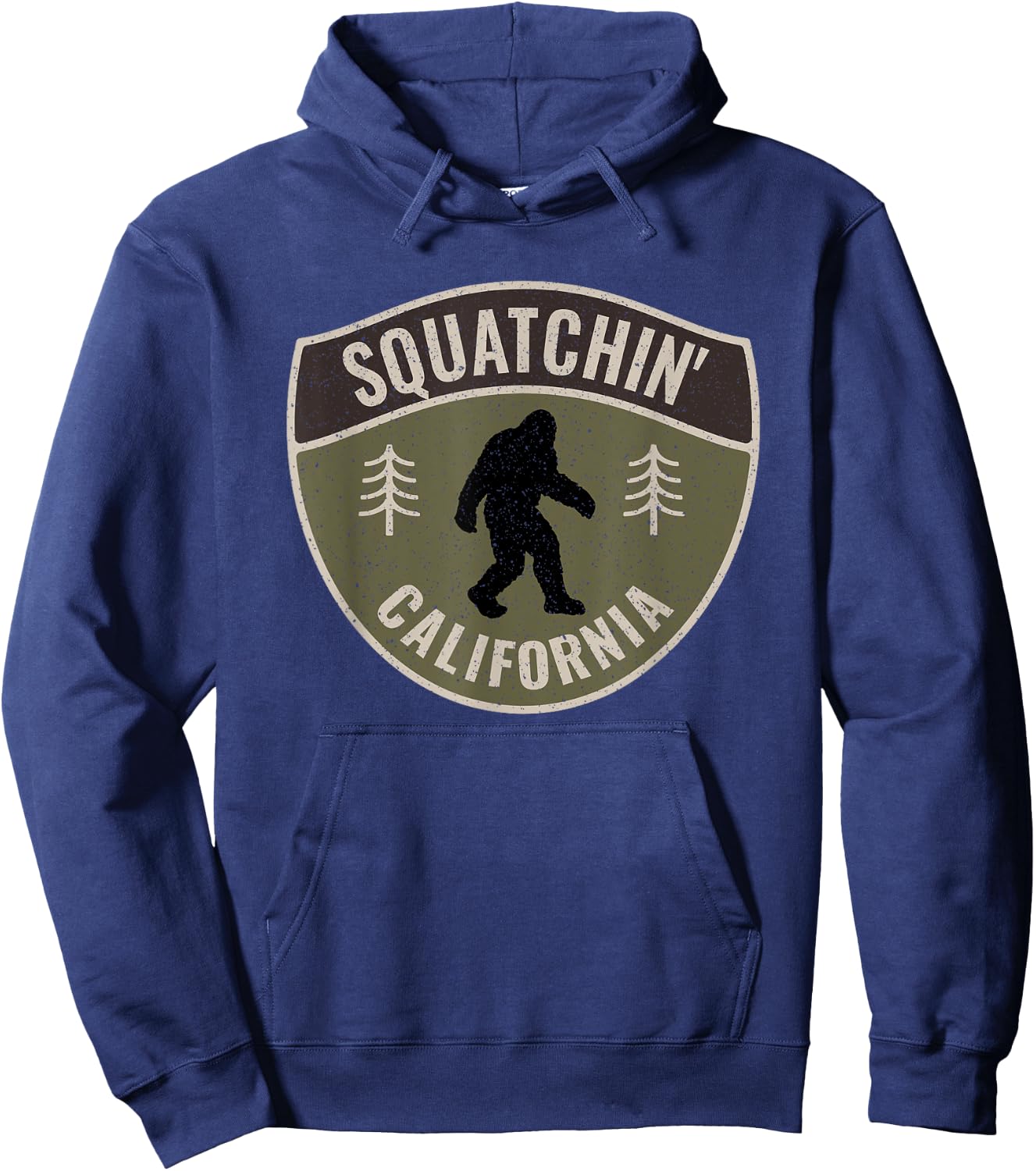 Squatchin' California - Bigfoot Highway Sign Art Sasquatch Hoodie - Hoodie | Navy