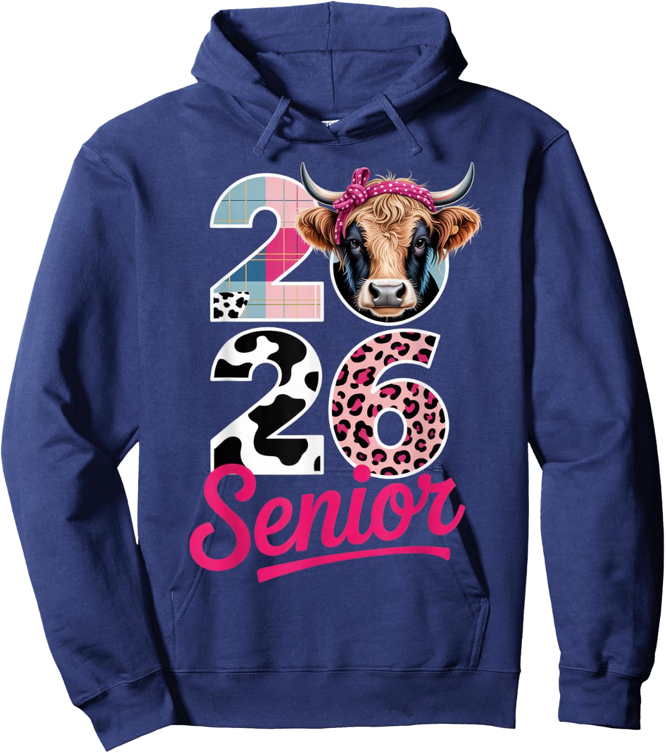 2026 Senior Cow Lovers Graduation Funny Class Shirt for Hoodie - Hoodie | Navy
