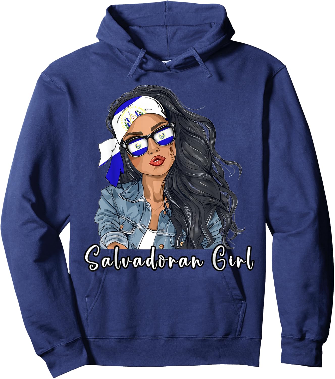 Salvadorena Woman Product Flag Uniform Girl El Salvador Hoodie - Hoodie | Navy
