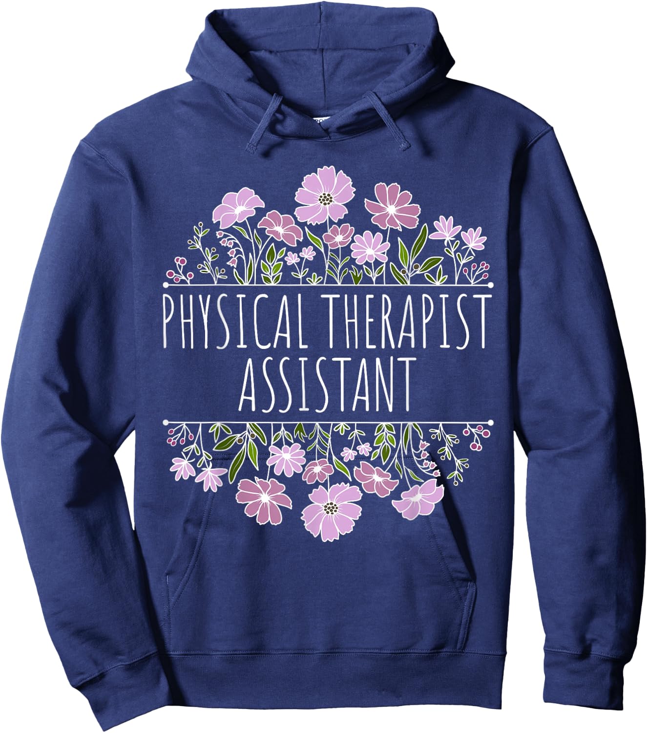 Physical Therapist Assistant Botanical Split Design Hoodie - Hoodie | Navy
