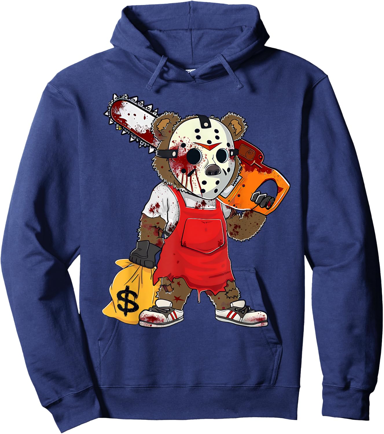 Scary Halloween Costume Hip Hop Lover Teddy Bear Horror Hoodie - Hoodie | Navy
