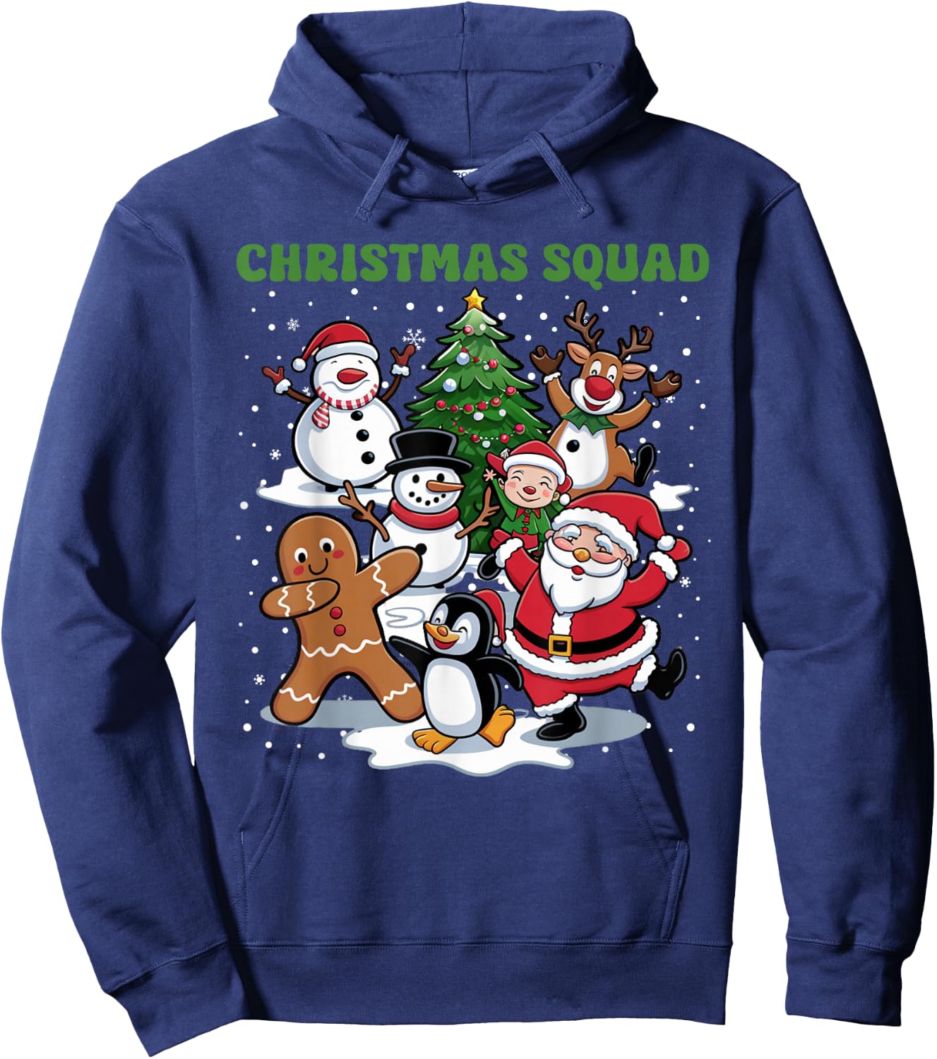 Christmas Squad Dancing Santa and Friends Cute Xmas Hoodie - Hoodie | Navy