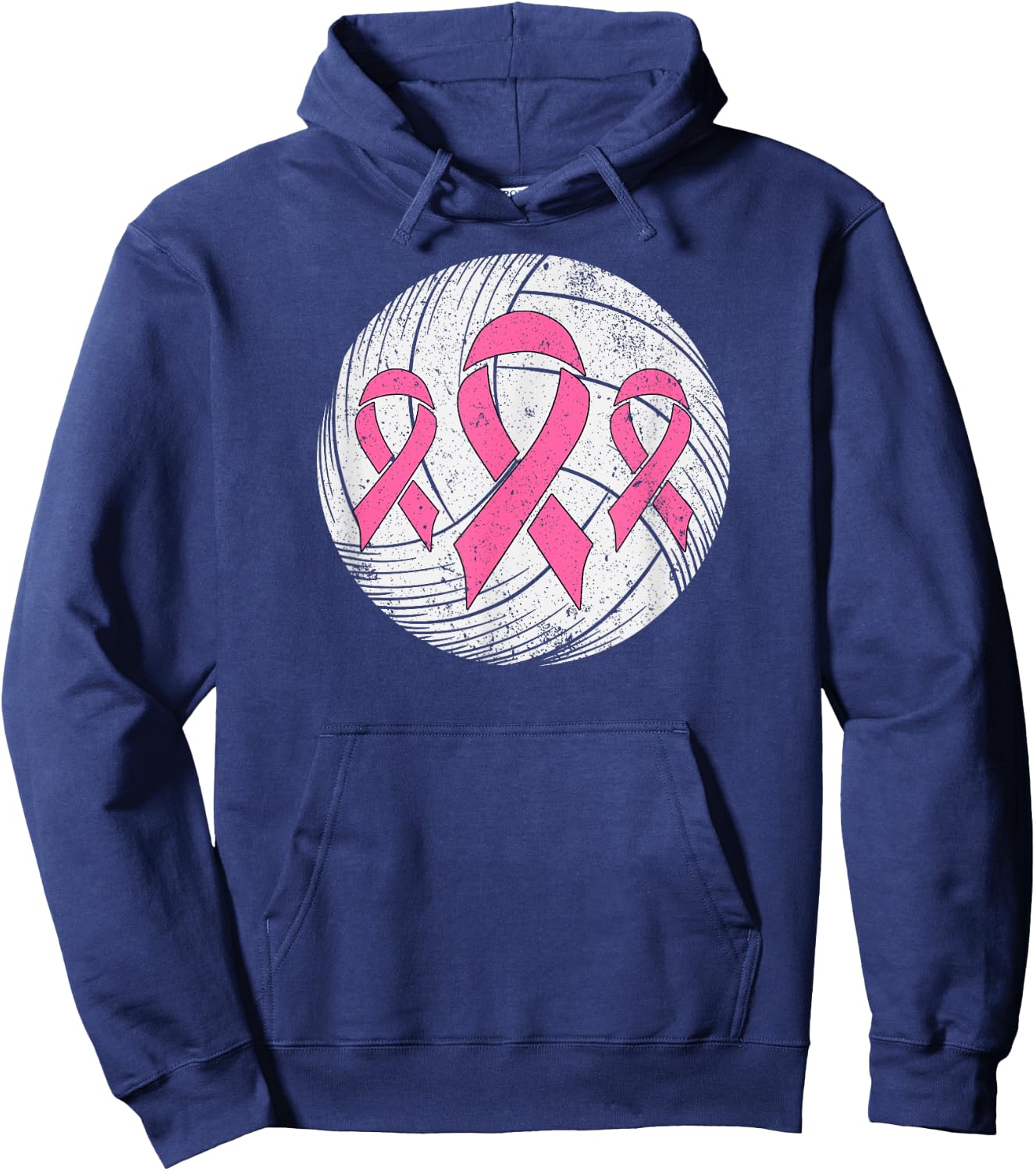 Volleyball Player Pink Ribbon Breast Cancer Awareness Hoodie - Hoodie | Navy