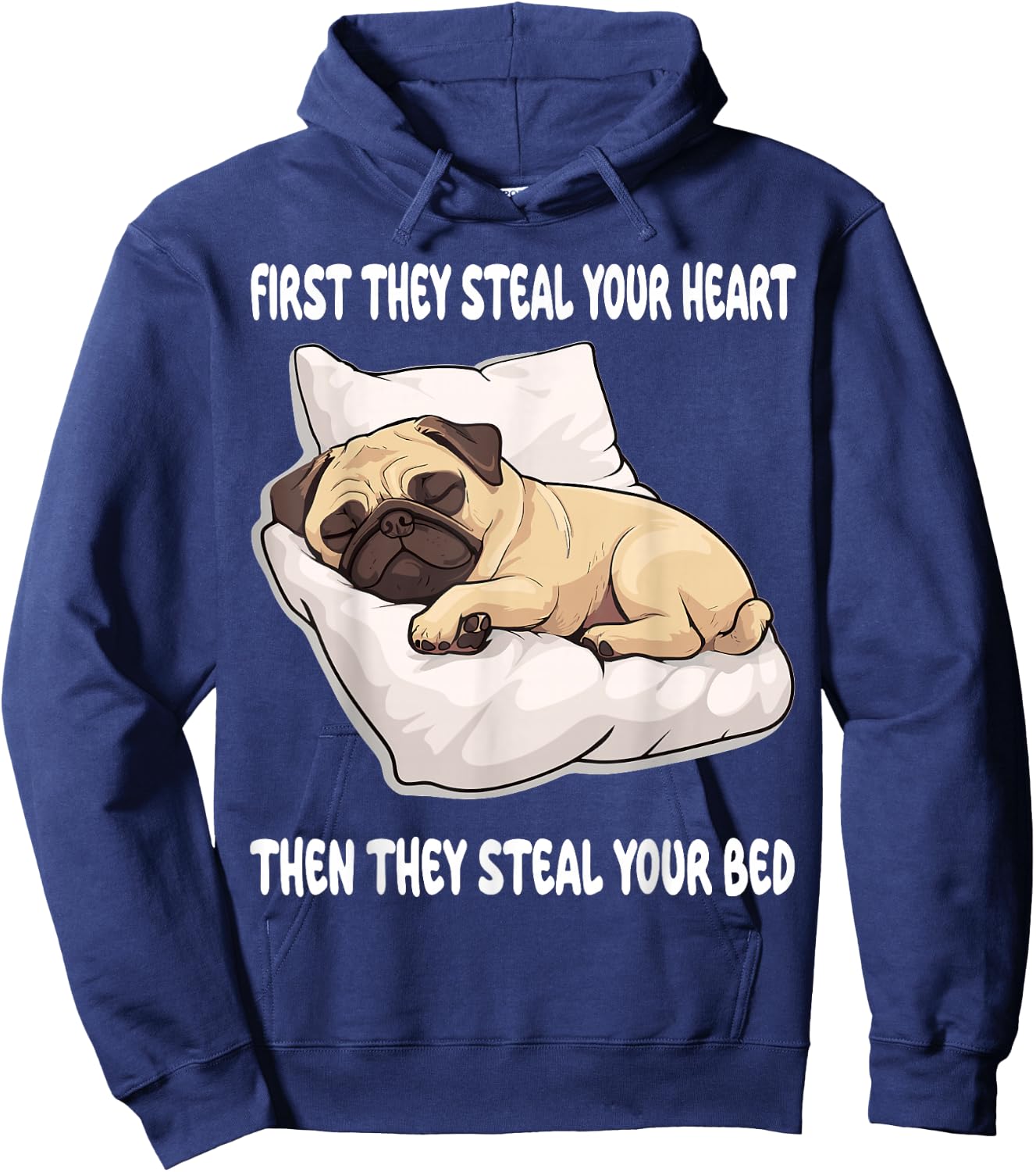 Pug Sleeping Pajamas Nightgown Hoodie - Hoodie | Navy