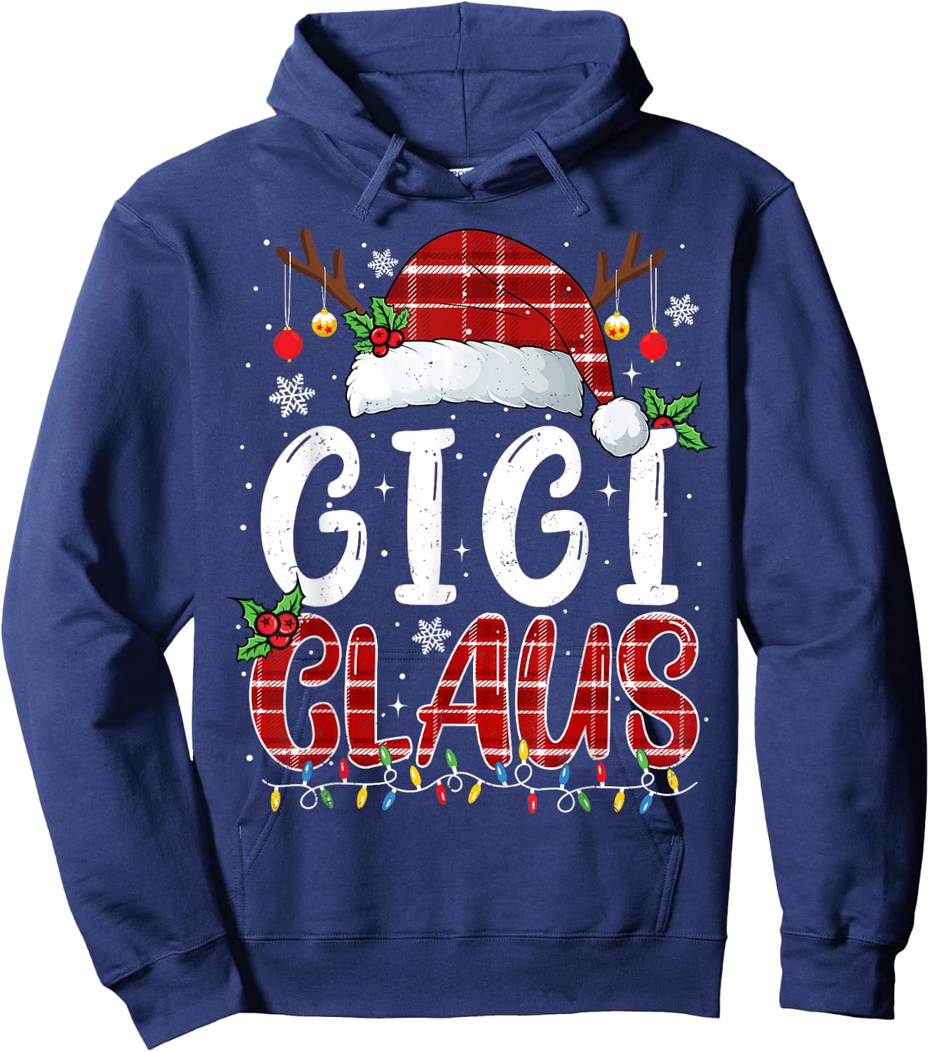 Gigi Claus Christmas Lights Pajama Family Matching Hoodie - Hoodie | Navy