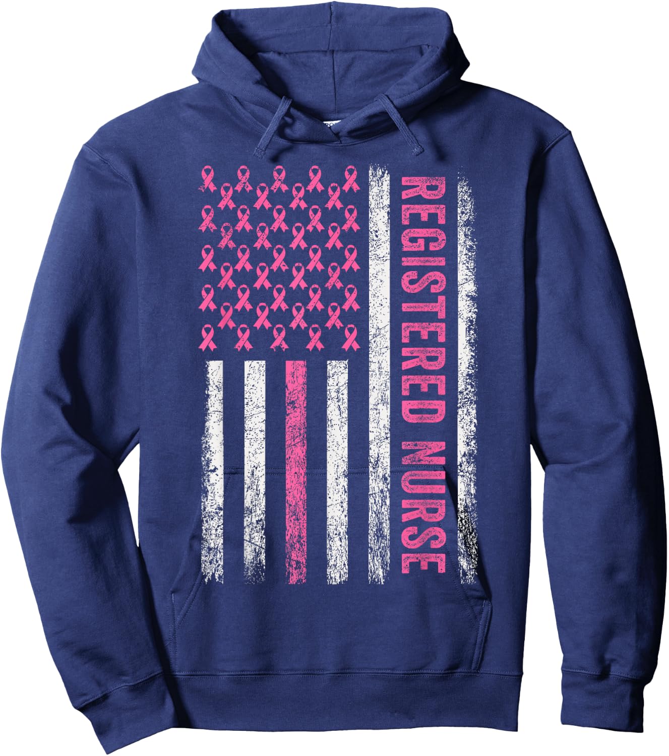 RN Nurse Breast Cancer Pink Registered Nurse Breast Cancer Hoodie - Hoodie | Navy