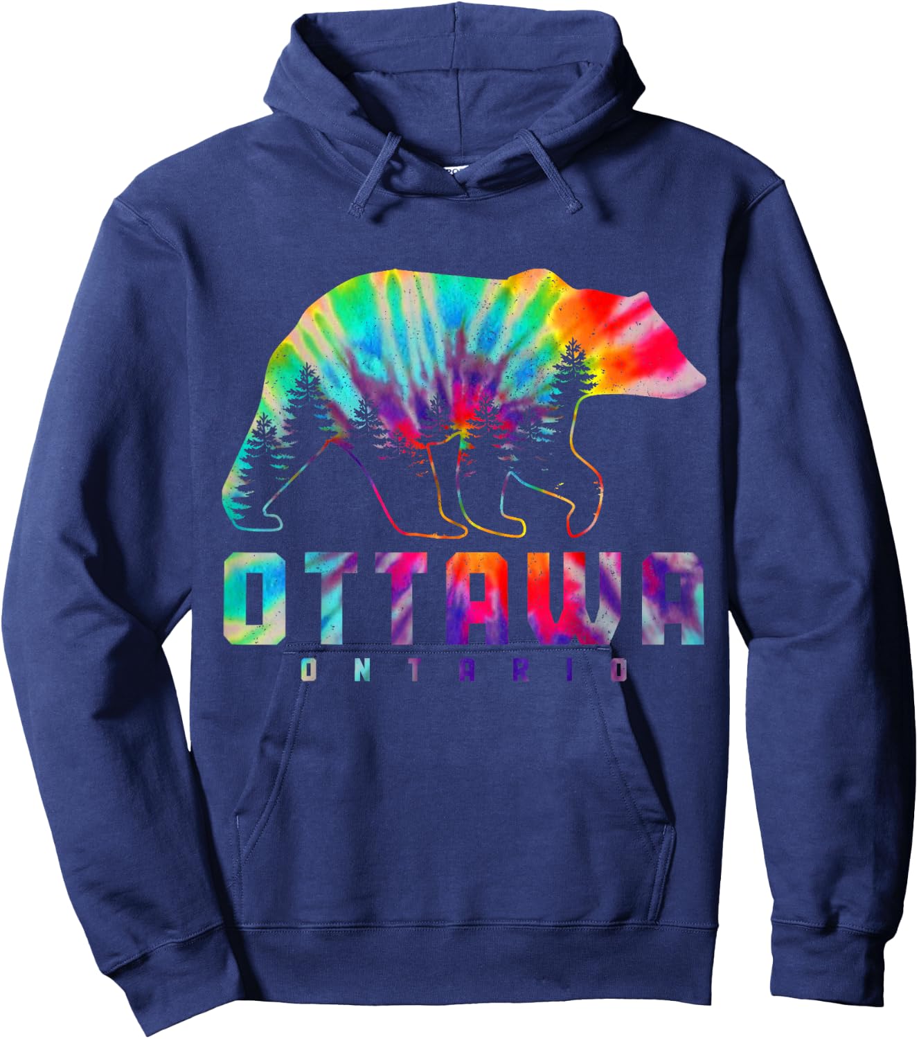 Ottawa Ontario Canada Tie Dye Bear Pride Outdoor Vintage Hoodie - Hoodie | Navy