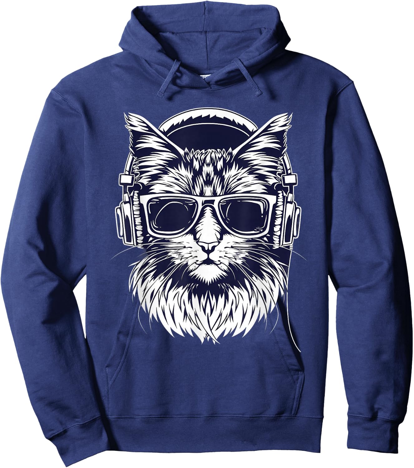 DJ Cat Techno Music Headphones Beatmaker Cat Music DJ EDM Hoodie - Hoodie | Navy