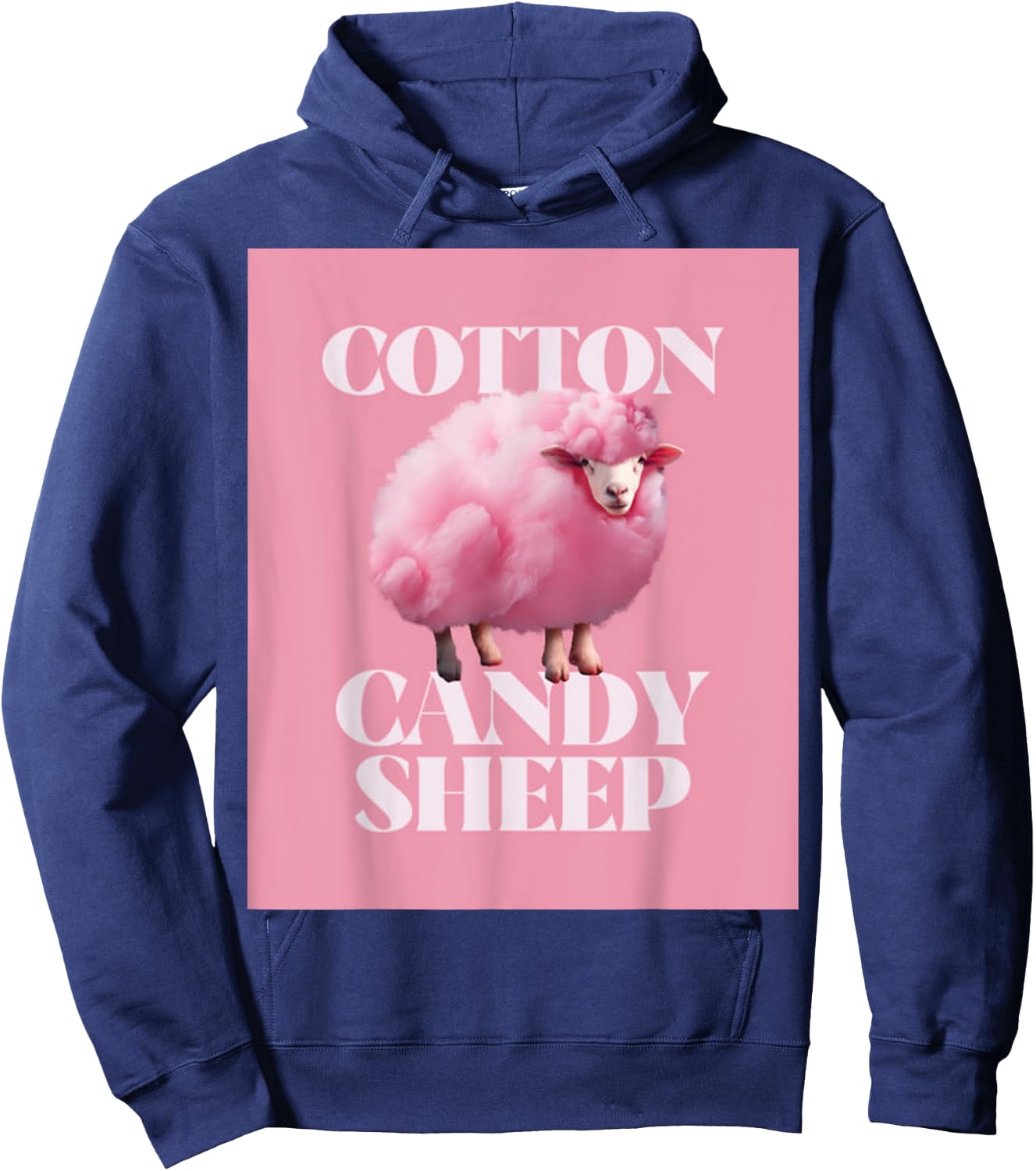 Fun Cute Fluffy Pink Sheep Design Hoodie - Hoodie | Navy