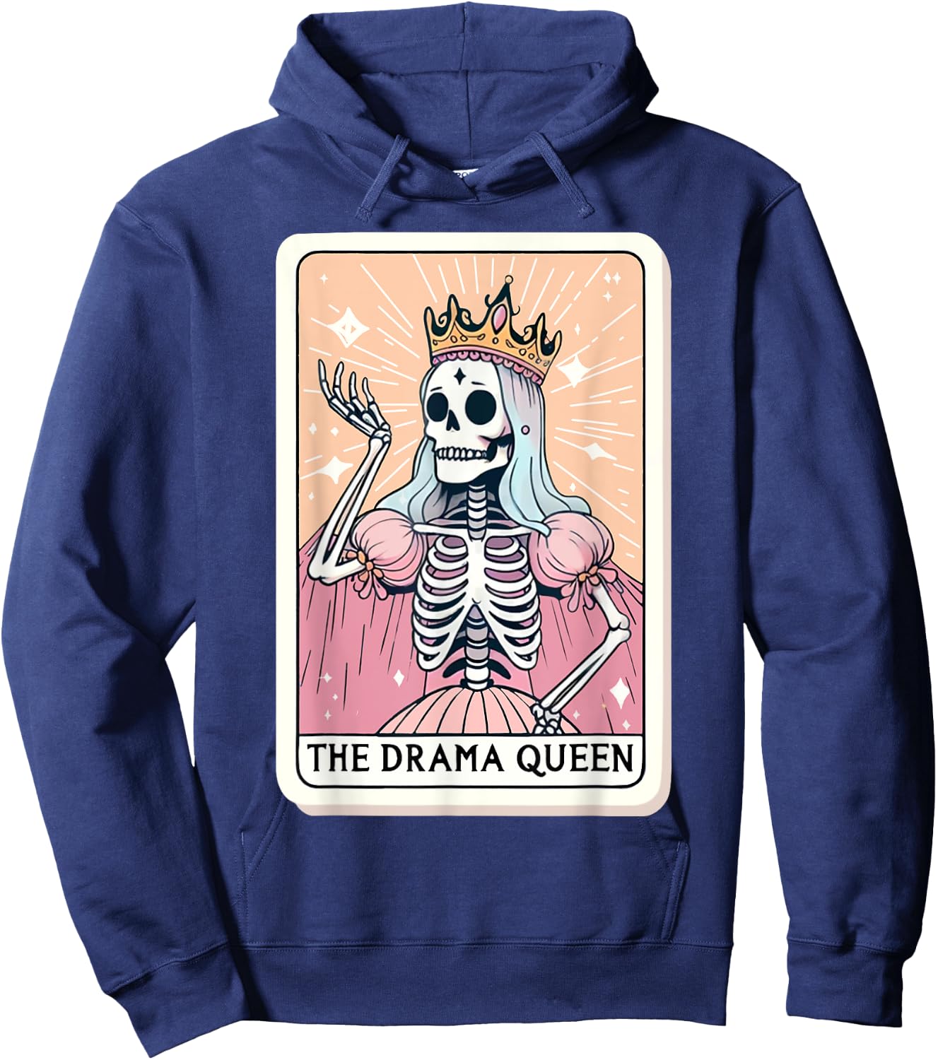 The Drama Queen Tarot Card Funny Skeleon Skull Women Girls Hoodie - Hoodie | Navy