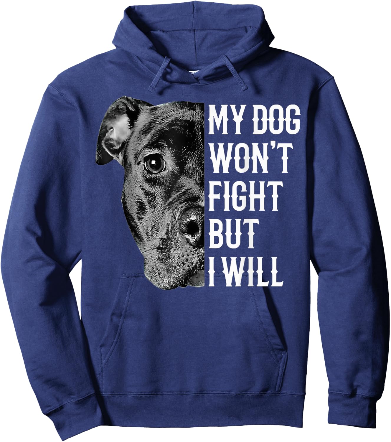 My Dog Won't Fight But I Will Funny Pitbull Dog Lover Women Hoodie - Hoodie | Navy