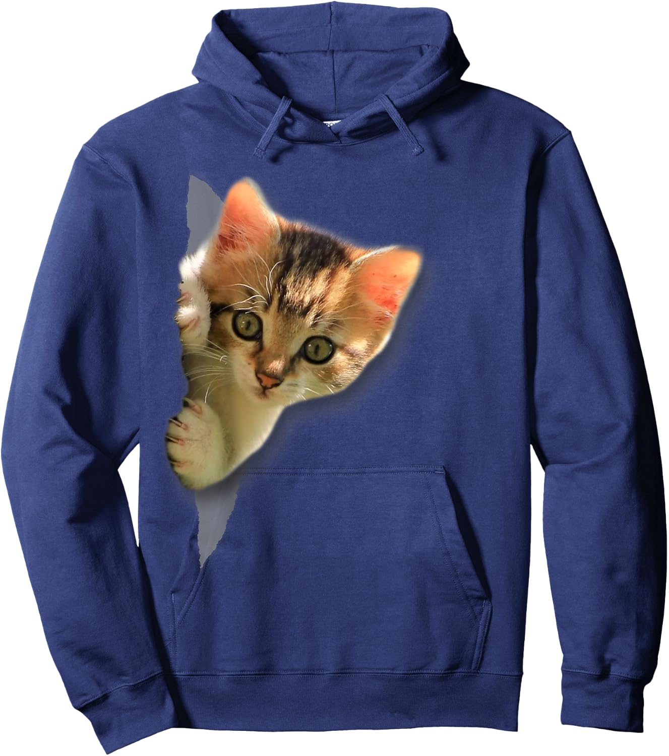 Funny Kitten Torn Cloth Funny Cat Lover Cat Owner Cat Lady Hoodie - Hoodie | Navy