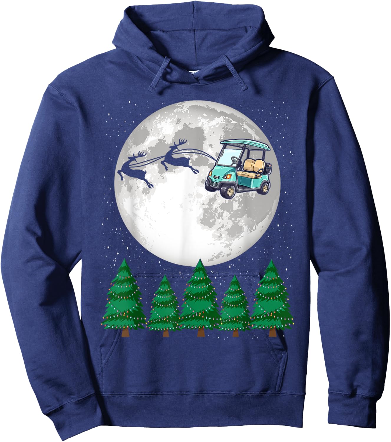 Golf Cart Santa Christmas Sleigh - Funny Golf Cart Xmas Hoodie - Hoodie | Navy