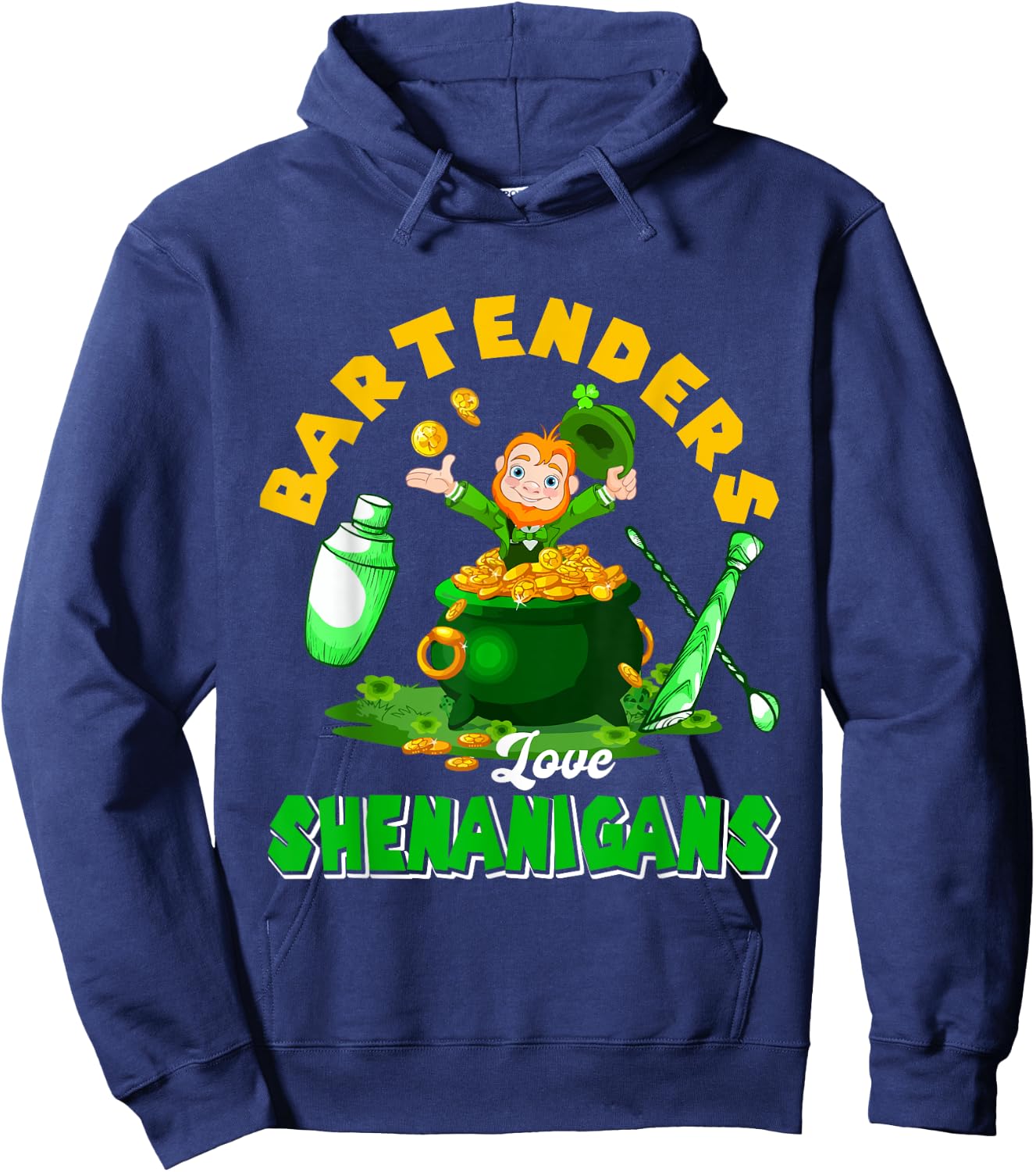 Bartenders Love Shenanigans Funny St. Patrick's Day Boy Hoodie - Hoodie | Navy