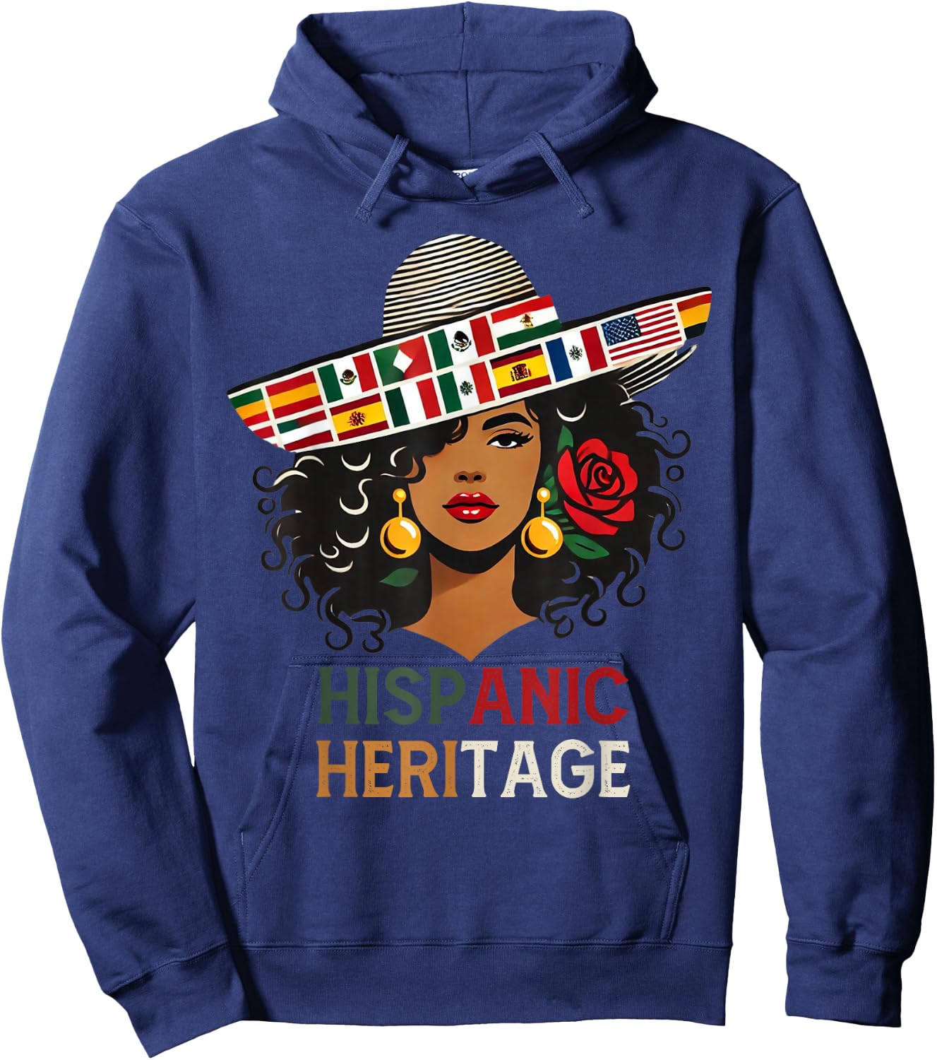 Hispanic Heritage Month Women's Latino Countries Flags Hat Hoodie - Hoodie | Navy
