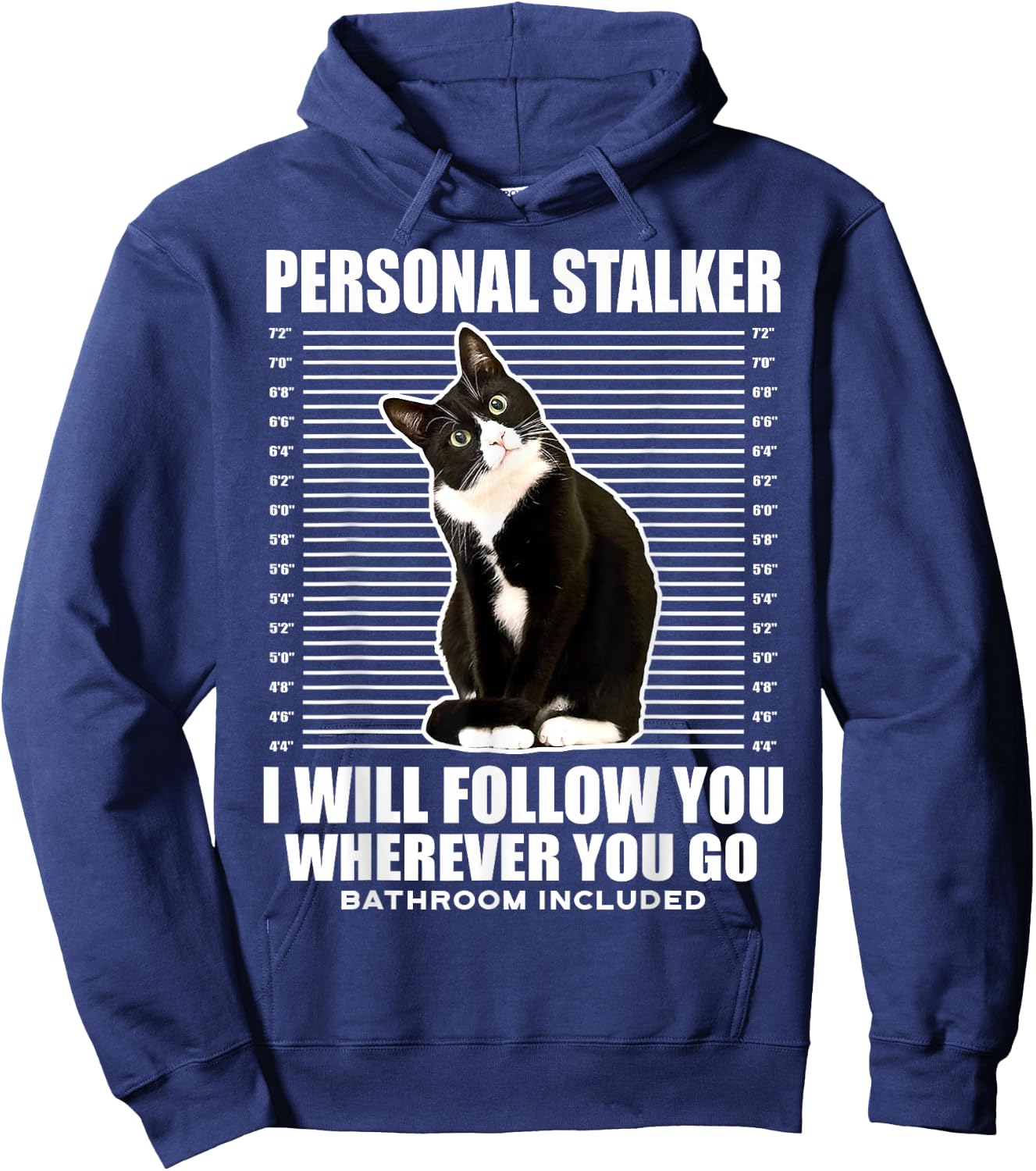 Tuxedo Cat Personal Stalker Funny Cat Kitten Lovers Gift Hoodie - Hoodie | Navy