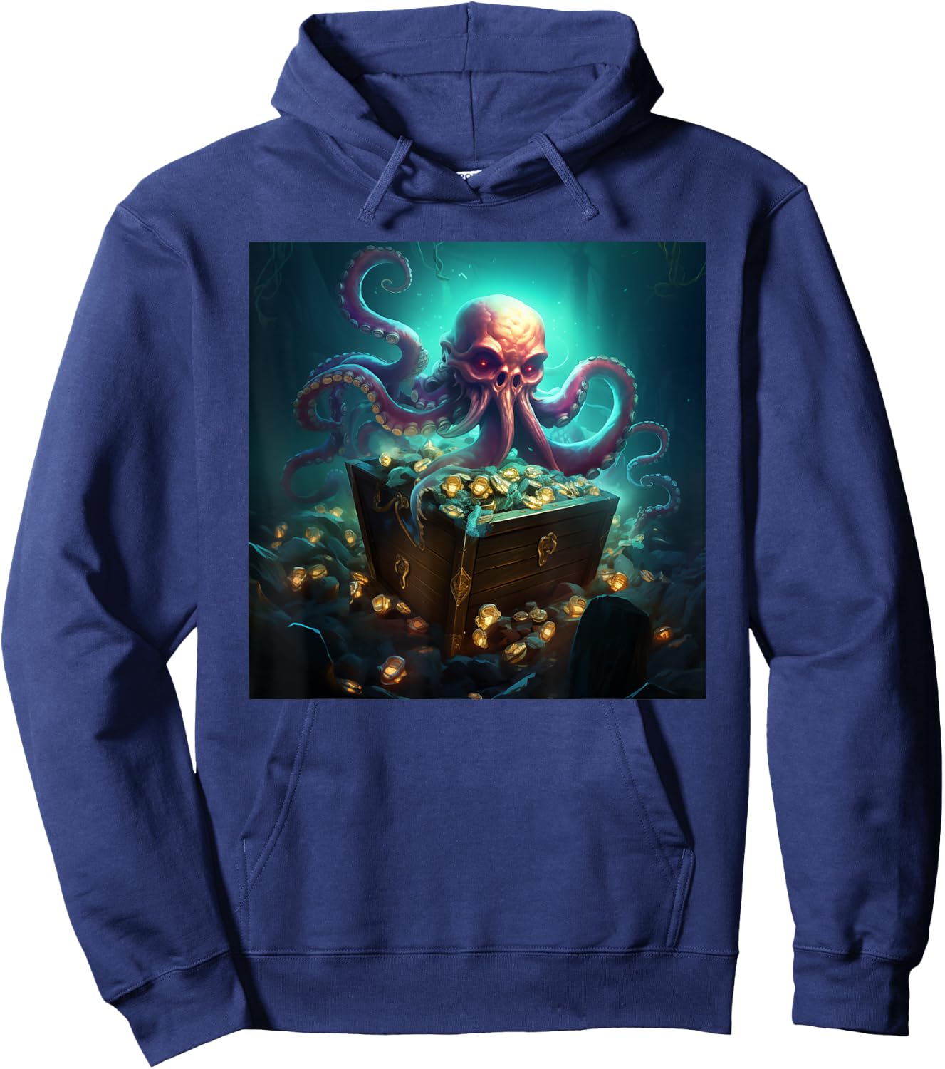Kraken Treasure Chest Octopus Hoodie - Hoodie | Navy
