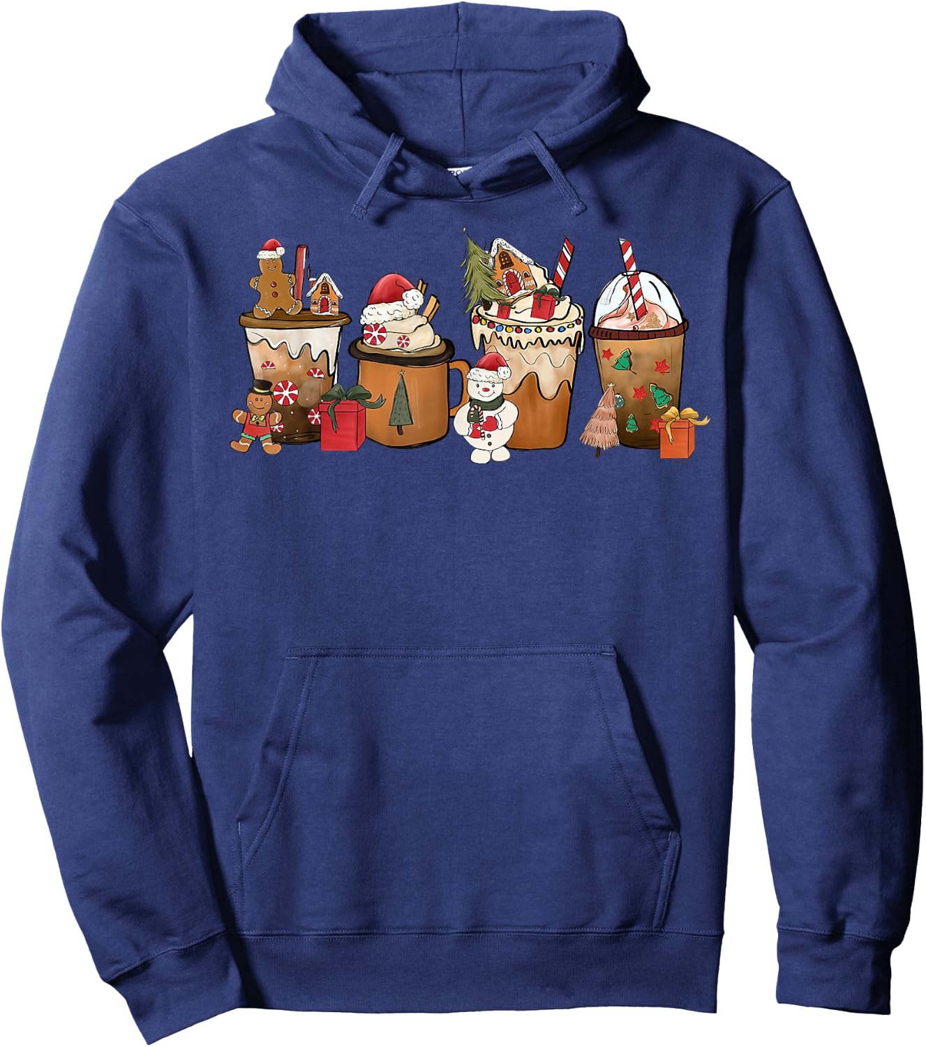 Coffee Hot Cocoa Merry Christmas Xmas Family Pajamas Holiday Hoodie - Hoodie | Navy