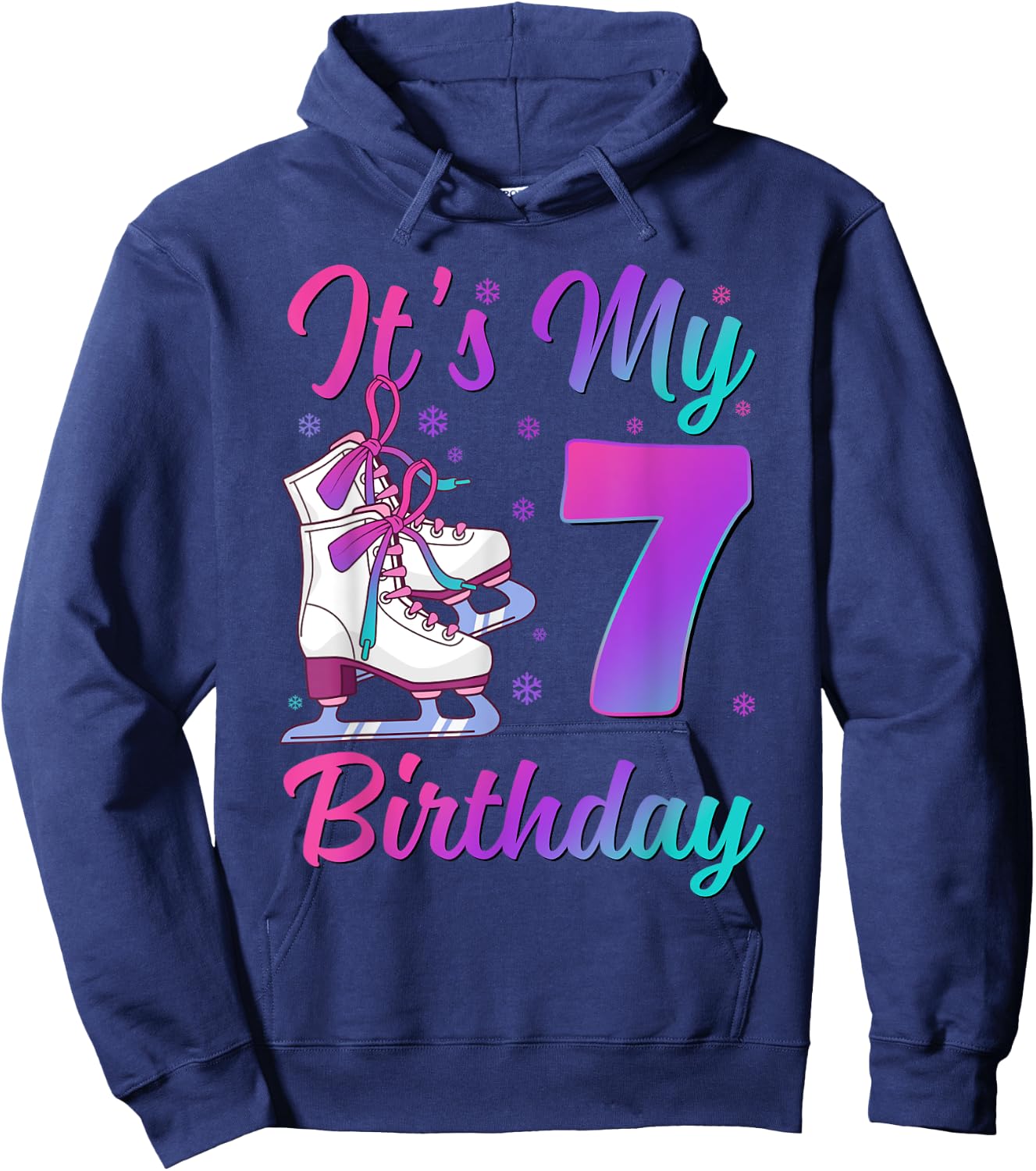 It's My 7th Birthday Ice Skating 7 Year Old Figure Skater Hoodie - Hoodie | Navy