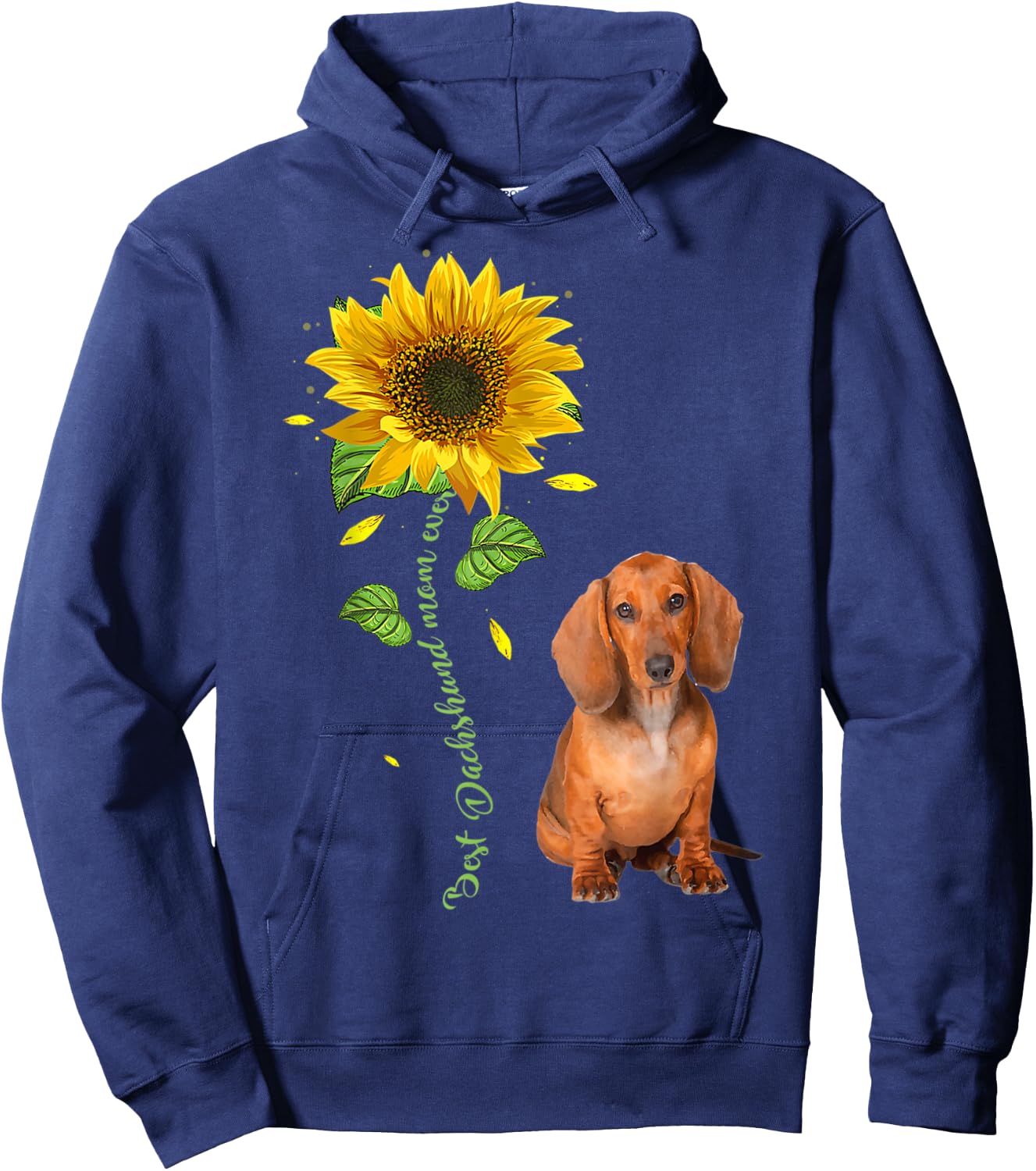 Dachshund Mom Ever Sunflower Cute Dog Men Women Kids Hoodie - Hoodie | Navy